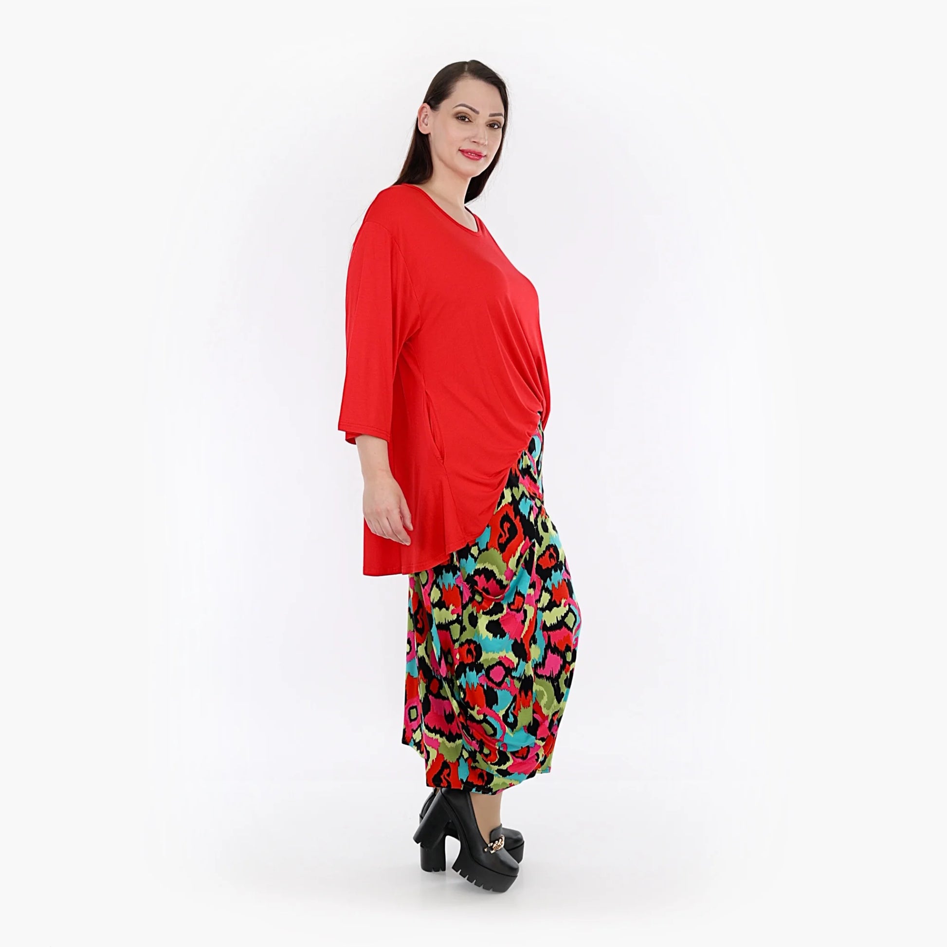  Ballonhose in trendigem Farbmix mit elastischem Bund und praktischen Taschen für Plus Size