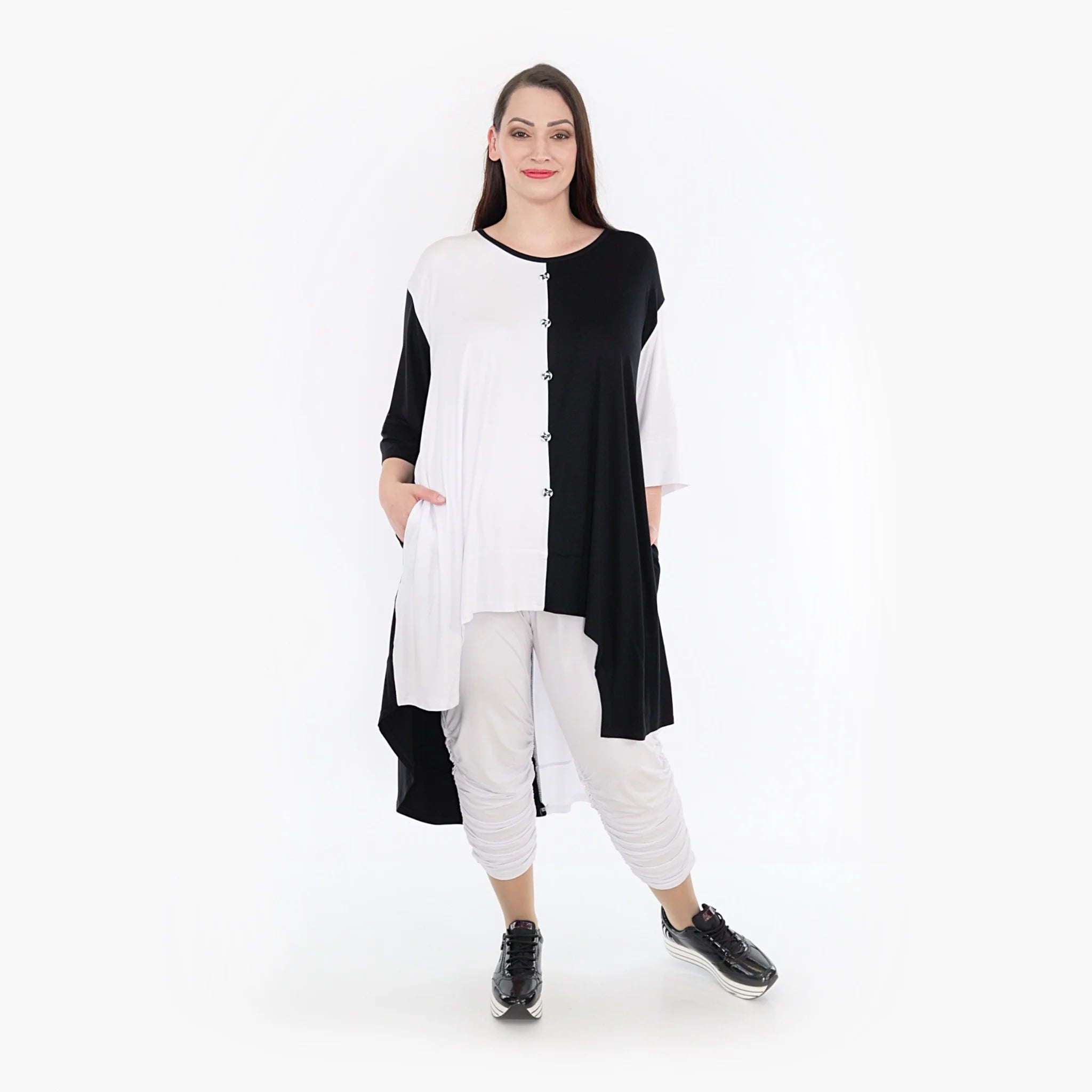 Shirt von AKH Fashion aus Viskose in gerundeter Form, ausgefallene Lagenlook Mode