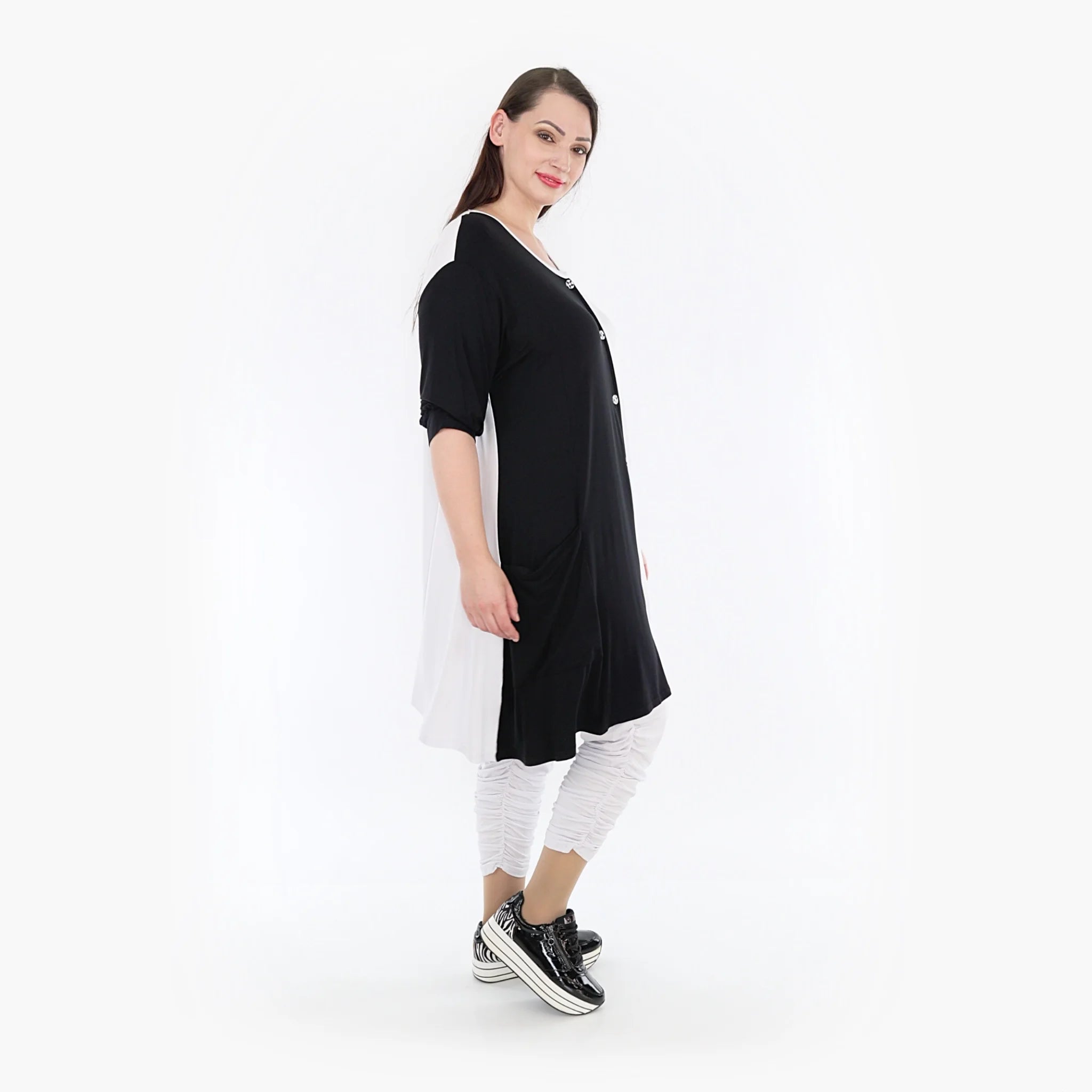  A-Form Jacke von AKH Fashion aus Viskose, 1321.06957, Schwarz-Weiß, Schick, Modern, Bequem