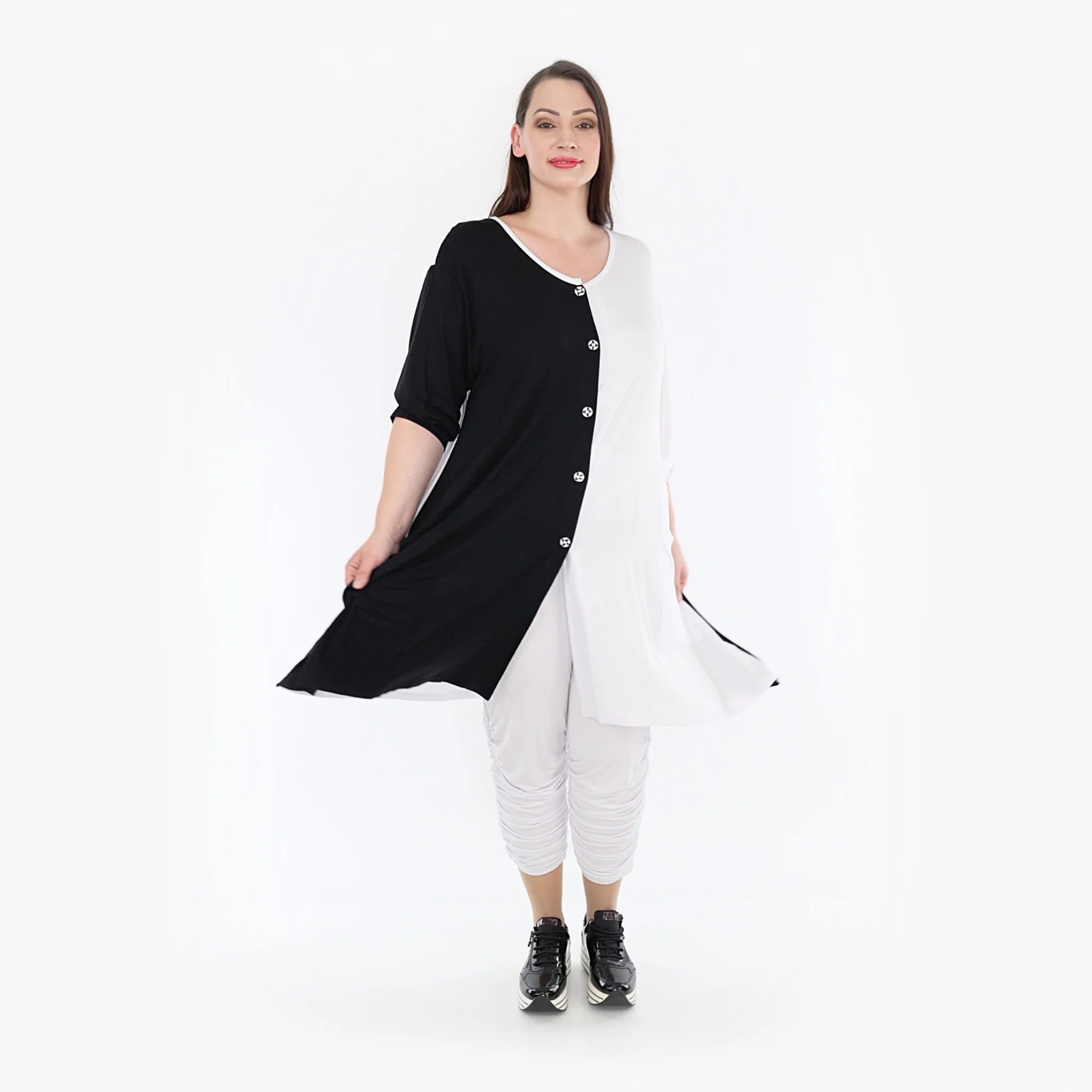  A-Form Jacke von AKH Fashion aus Viskose, 1321.06957, Schwarz-Weiß, Schick, Modern, Bequem