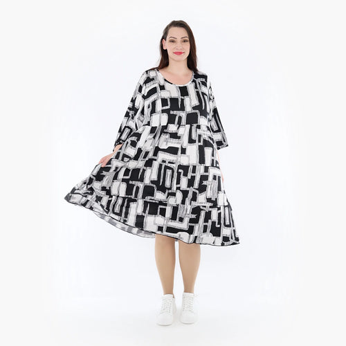  Ballonkleid von AKH Fashion aus Viskose, 1323.06698, Schwarz-Weiß, Schick, Modern, Bequem