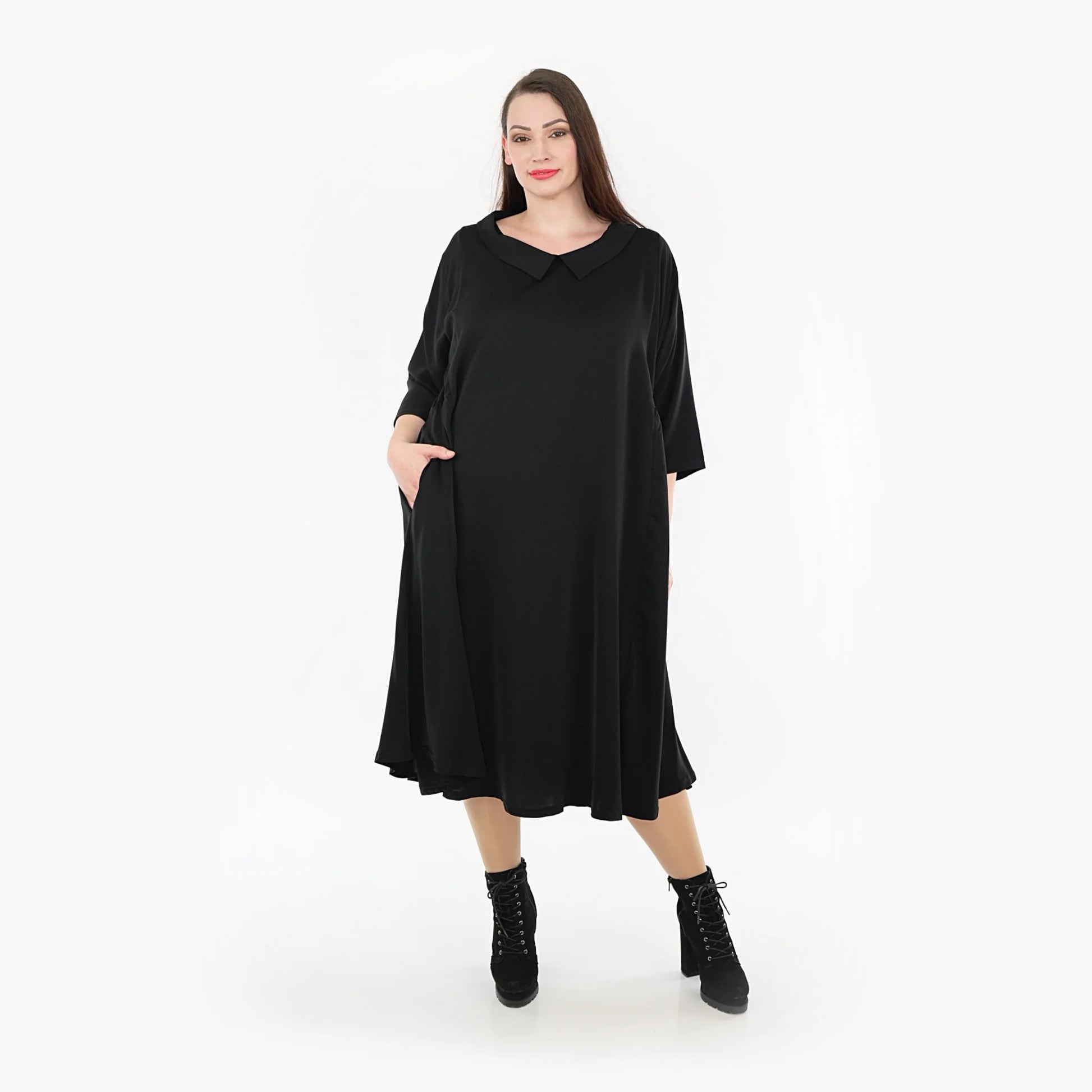  A-Form Kleid von AKH Fashion aus Viskose, 1325.06958, Schwarz, Unifarben, Schick, Modern