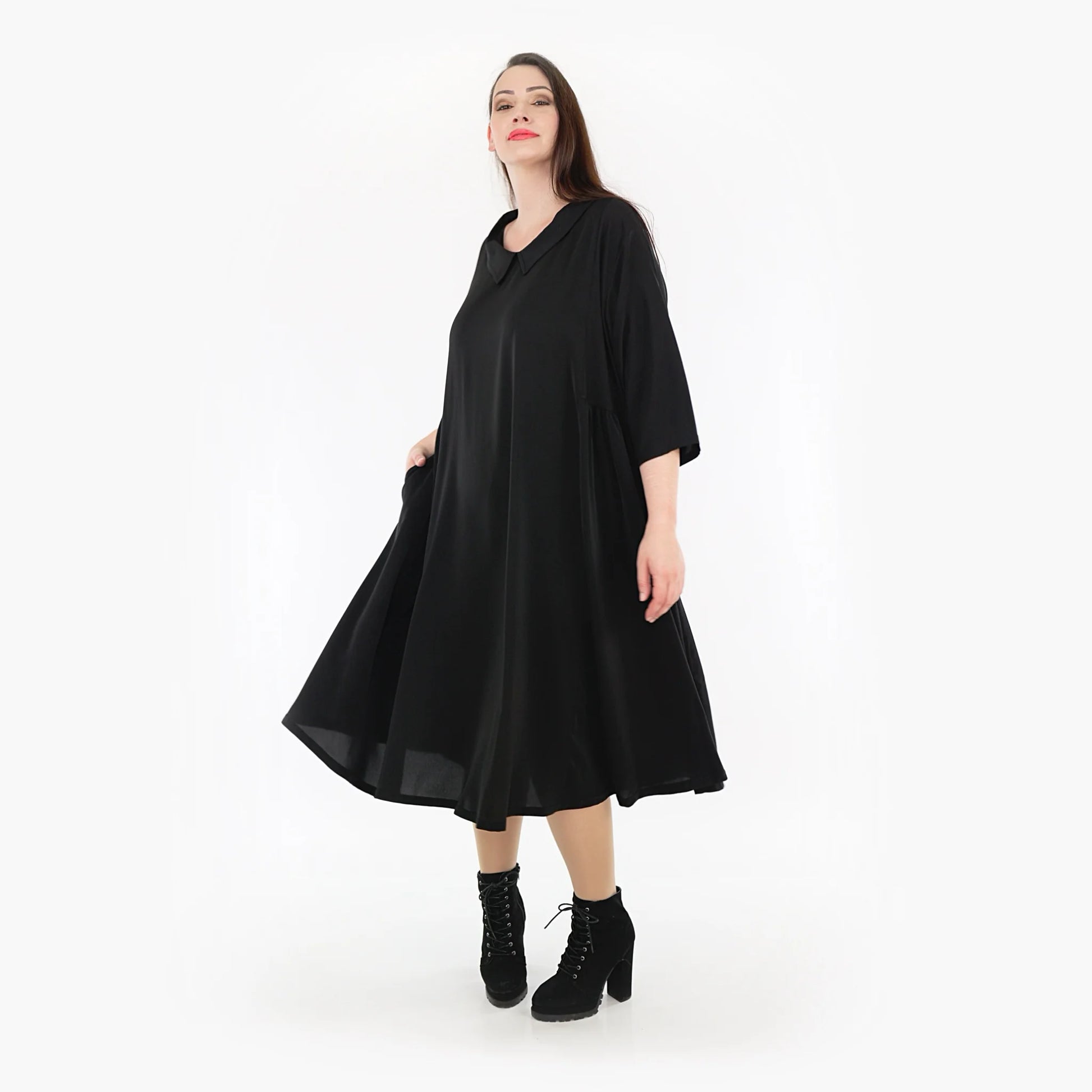  A-Form Kleid von AKH Fashion aus Viskose, 1325.06958, Schwarz, Unifarben, Schick, Modern