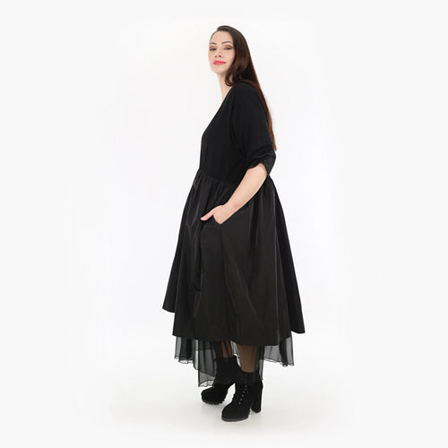  Ballonkleid von AKH Fashion aus Baumwolle, 1326.06967, Schwarz, Schick, Modern, Bequem