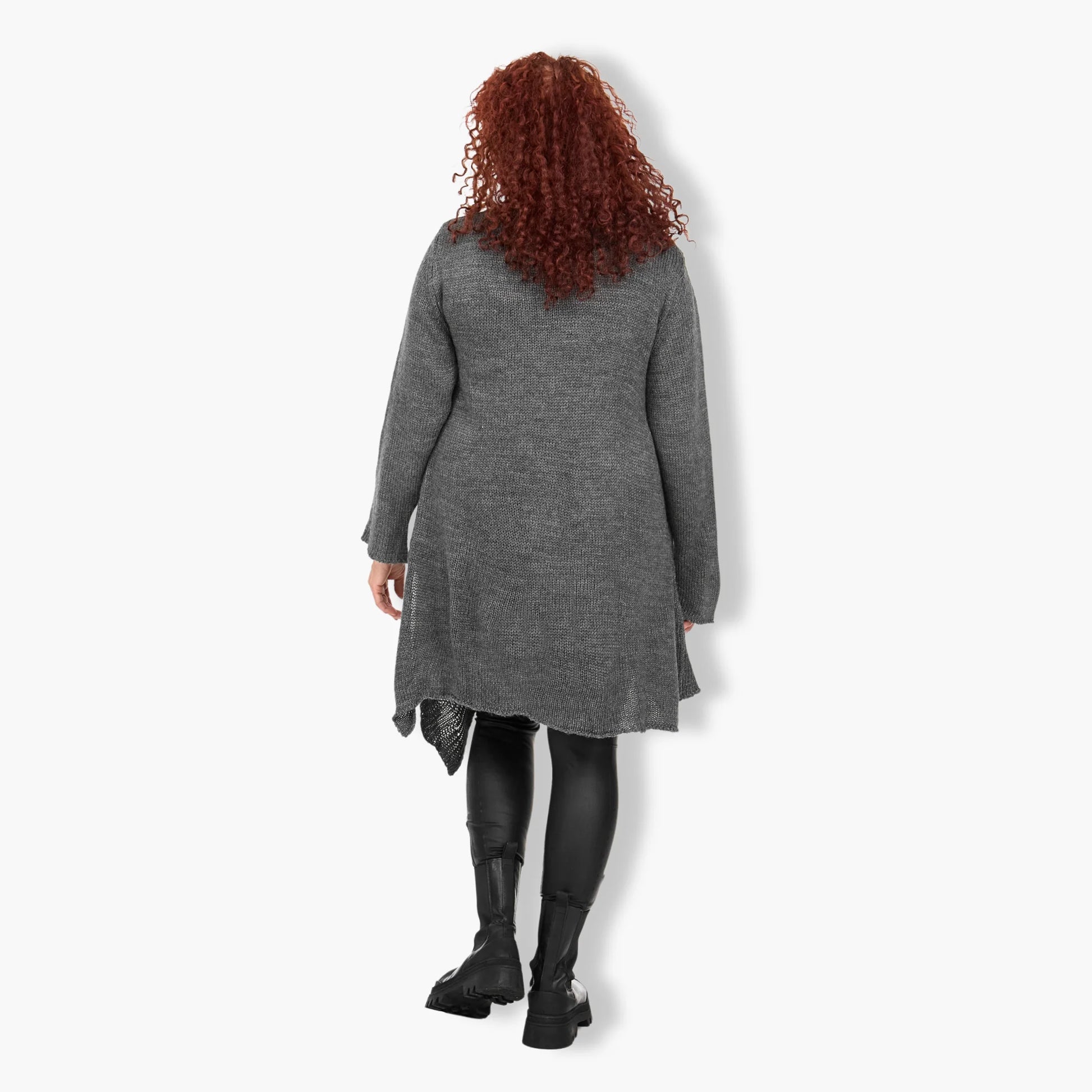  Stilvoller A-Form Pullover in elegantem Anthrazit für Plus Size, ideal für Herbst und Winter