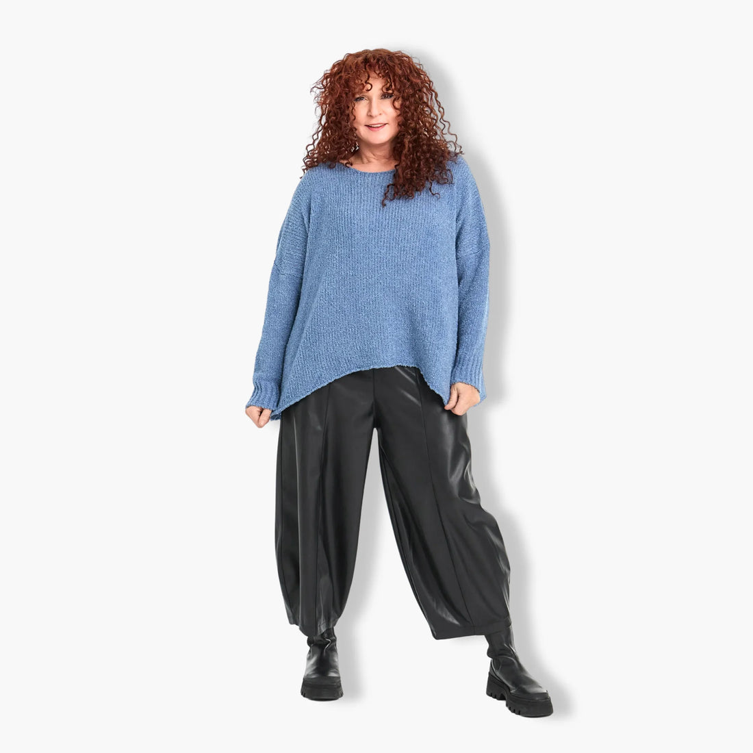  Kastiger Bouclé-Pullover in Blau für Plus Size – Bequem und stylish für Herbst und Winter