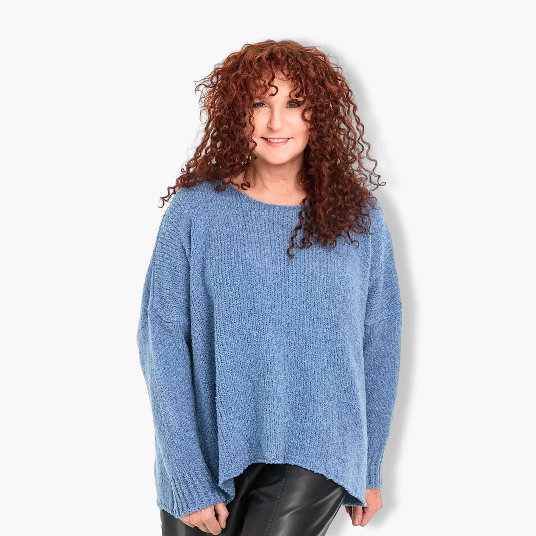  Kastiger Bouclé-Pullover in Blau für Plus Size – Bequem und stylish für Herbst und Winter