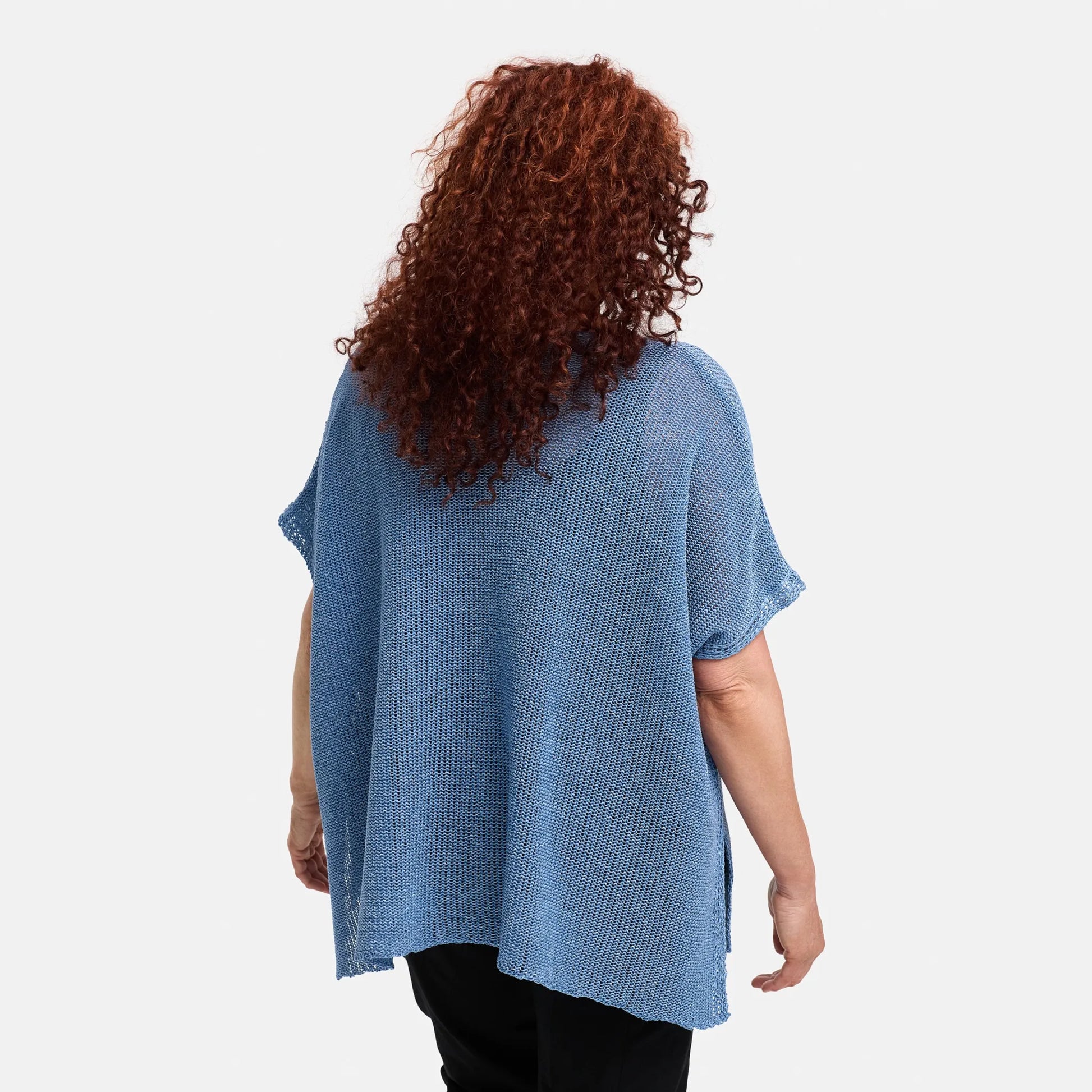  Amandine Pullover in kastiger Form, aus Baumwolle, A2801, Jeansblau, Schick, Modern