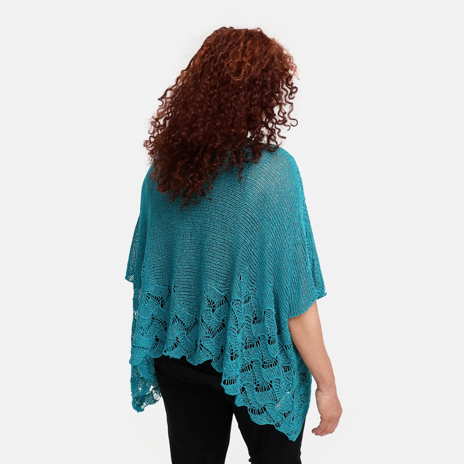  Amandine Pullover in kastiger Form, aus Baumwolle, A2806, Türkis, Schick, Modern, Bequem
