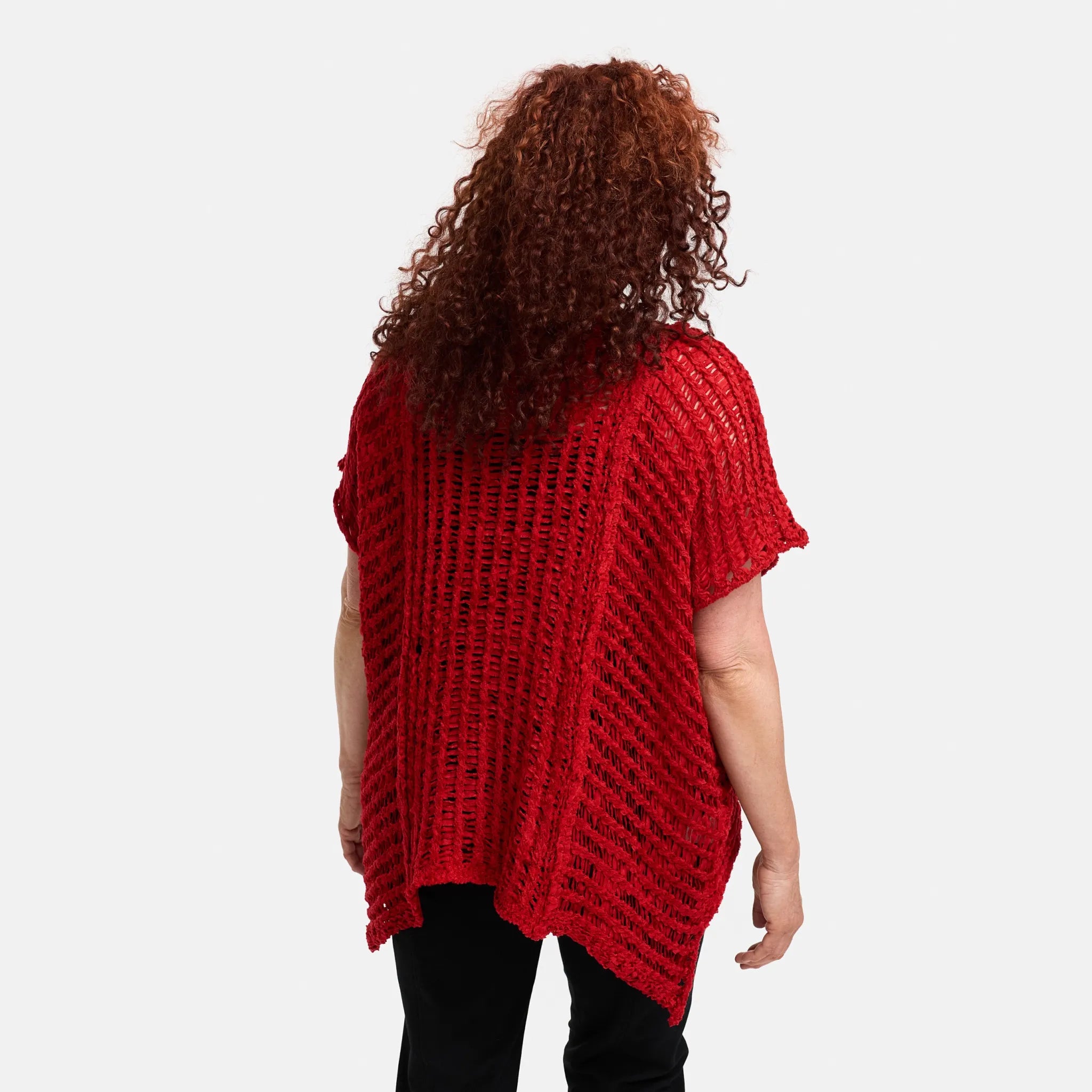  Amandine Pullover in kastiger Form, aus Baumwolle, A2809, Rot, Schick, Modern, Bequem