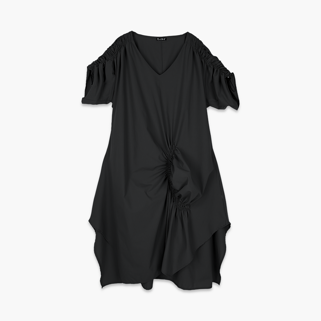  Ballonkleid von CN-G aus Baumwolle, 1550, Schwarz, Schick, Modern, Bequem