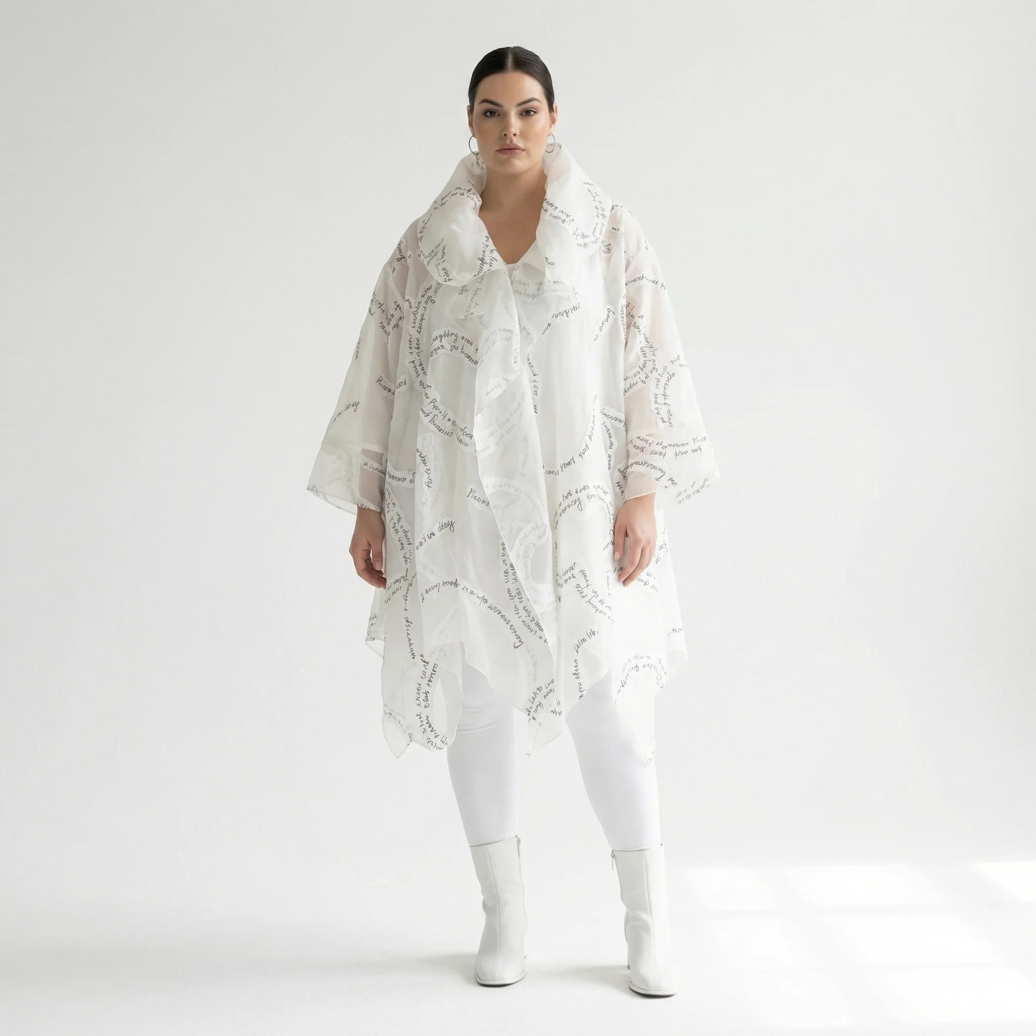 A-Form Mantel von H4 Fashion aus Polyamid, 8021, Ecru, Ausgefallen, Zeitlos, Schick