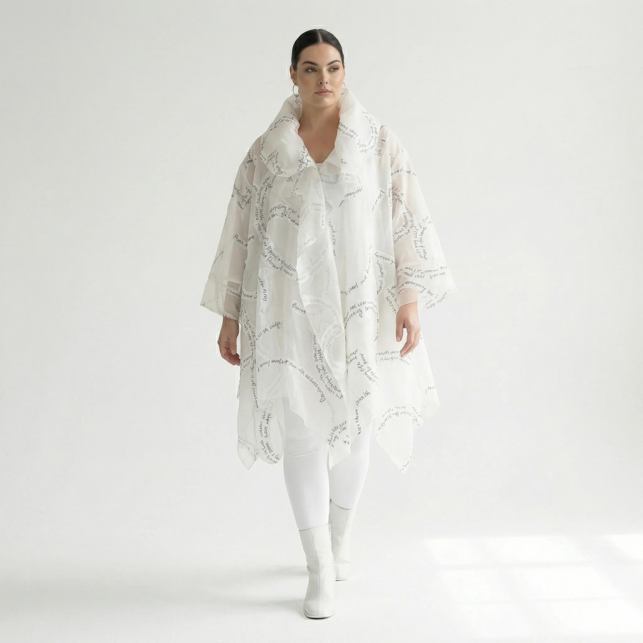 A-Form Mantel von H4 Fashion aus Polyamid, 8021, Ecru, Ausgefallen, Zeitlos, Schick