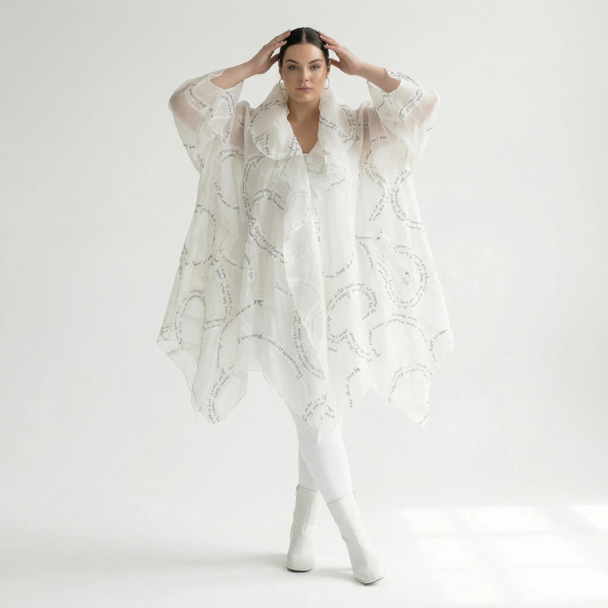 A-Form Mantel von H4 Fashion aus Polyamid, 8021, Ecru, Ausgefallen, Zeitlos, Schick