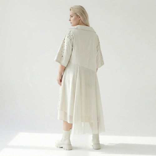 A-Form Kleid von H4 Fashion aus Polyamid, 8022, Ecru, Ausgefallen, Zeitlos, Schick