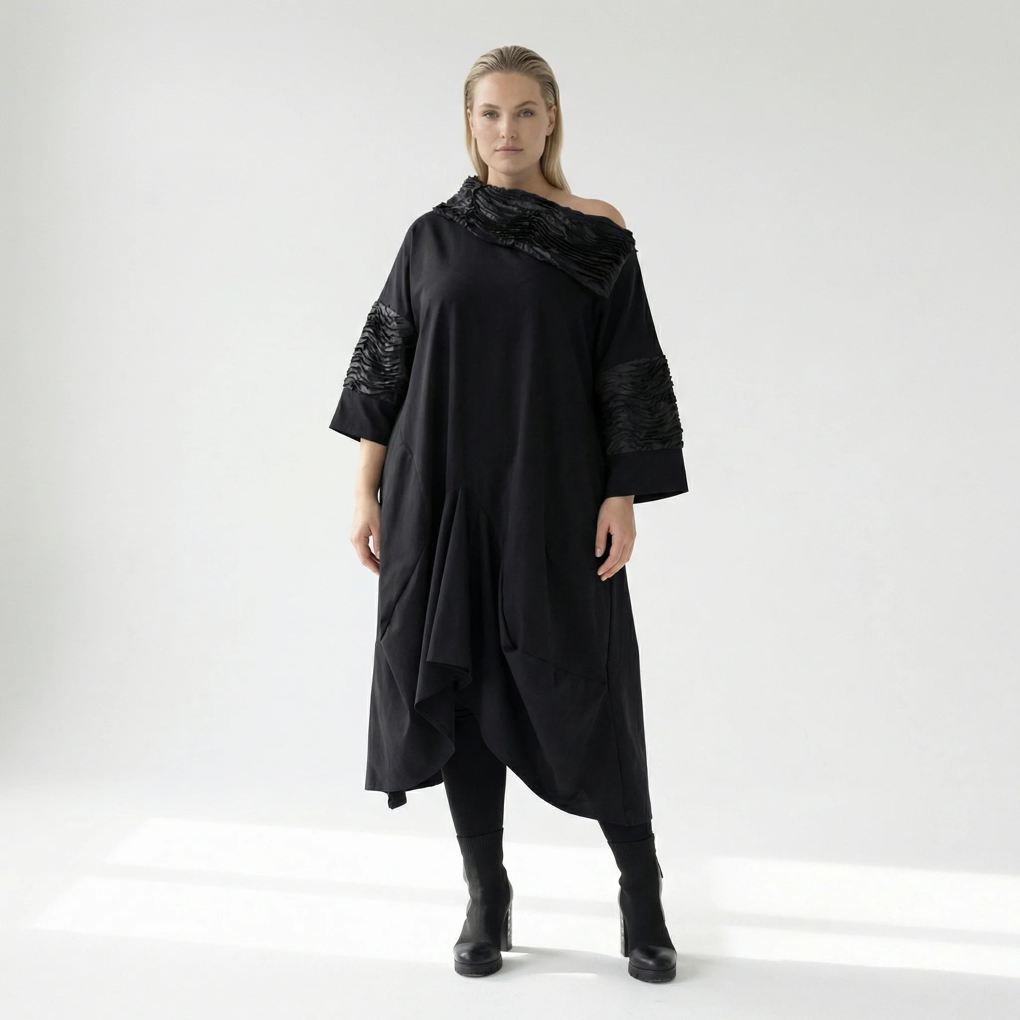  A-Form Kleid von H4 Fashion aus Polyamid, 8024, Schwarz, Ausgefallen, Zeitlos, Schick