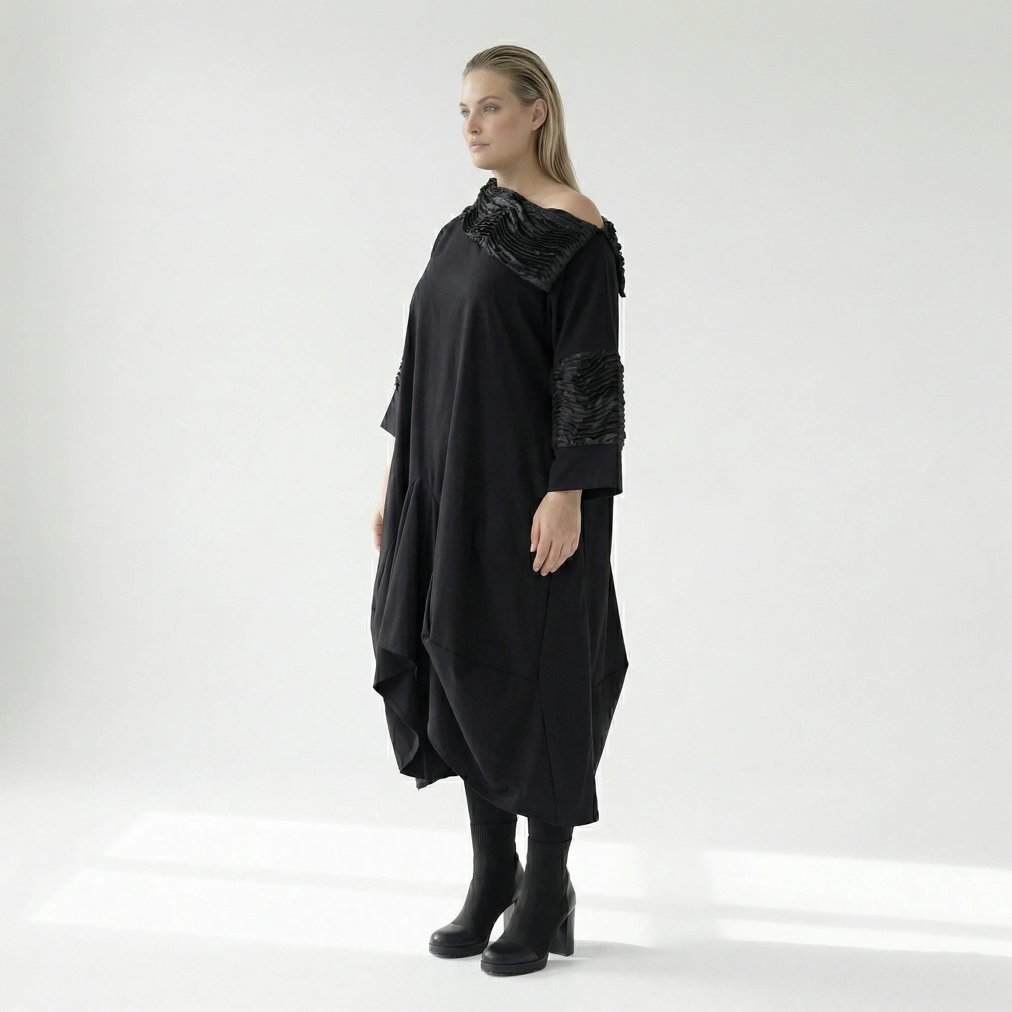  A-Form Kleid von H4 Fashion aus Polyamid, 8024, Schwarz, Ausgefallen, Zeitlos, Schick