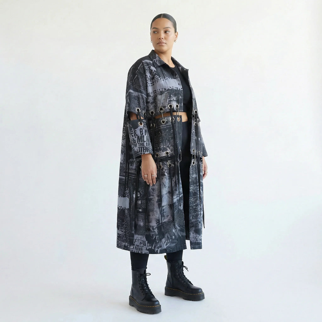 Mantel von H4 Fashion aus Baumwolle in gerader Form, ausgefallene Lagenlook Mode