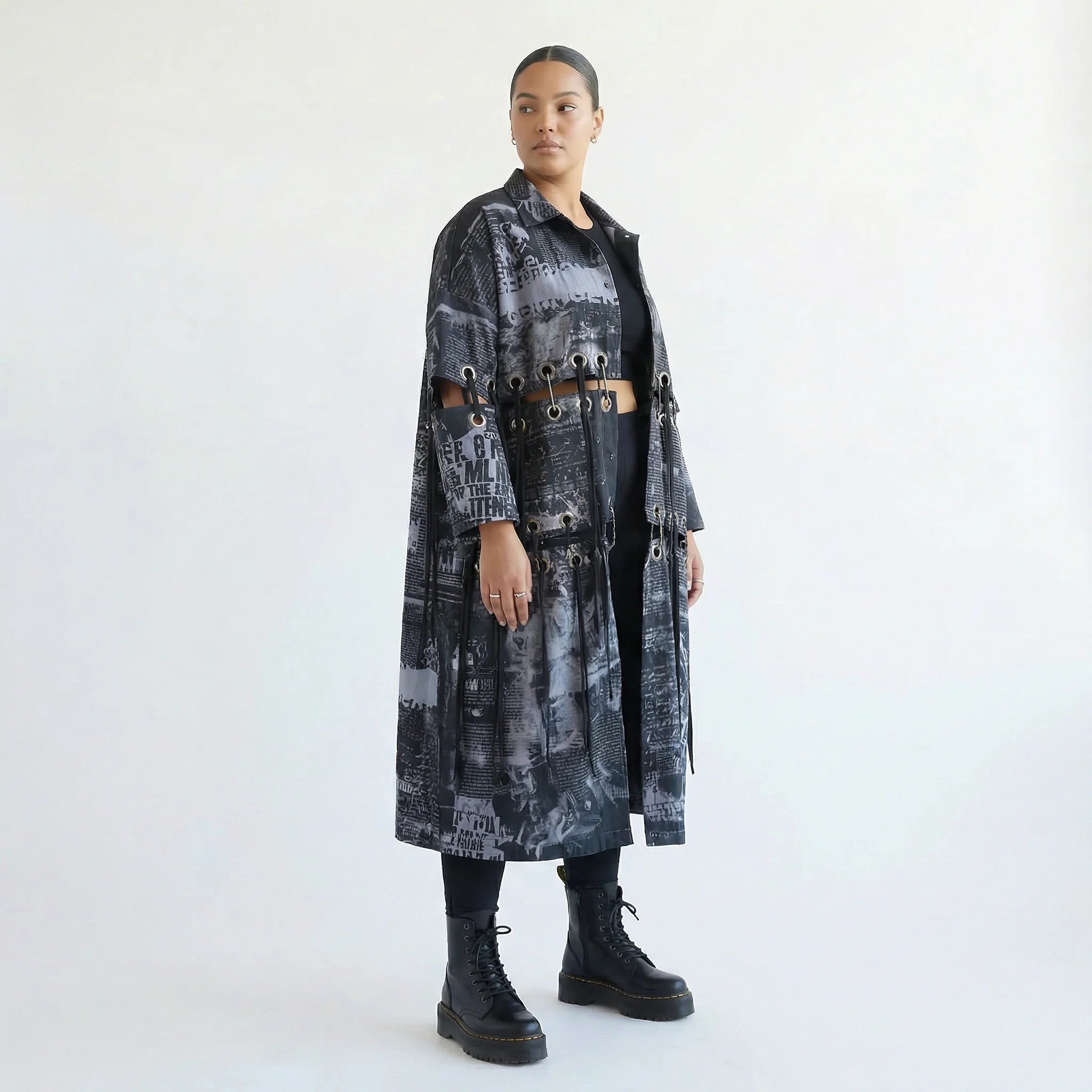 Mantel von H4 Fashion aus Baumwolle in gerader Form, ausgefallene Lagenlook Mode