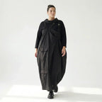 Zweiteiliges Damenkleid von Red Corner in Schwarz – Popeline & Jersey, Oversize, EU 42 bis 48, Avantgarde Look