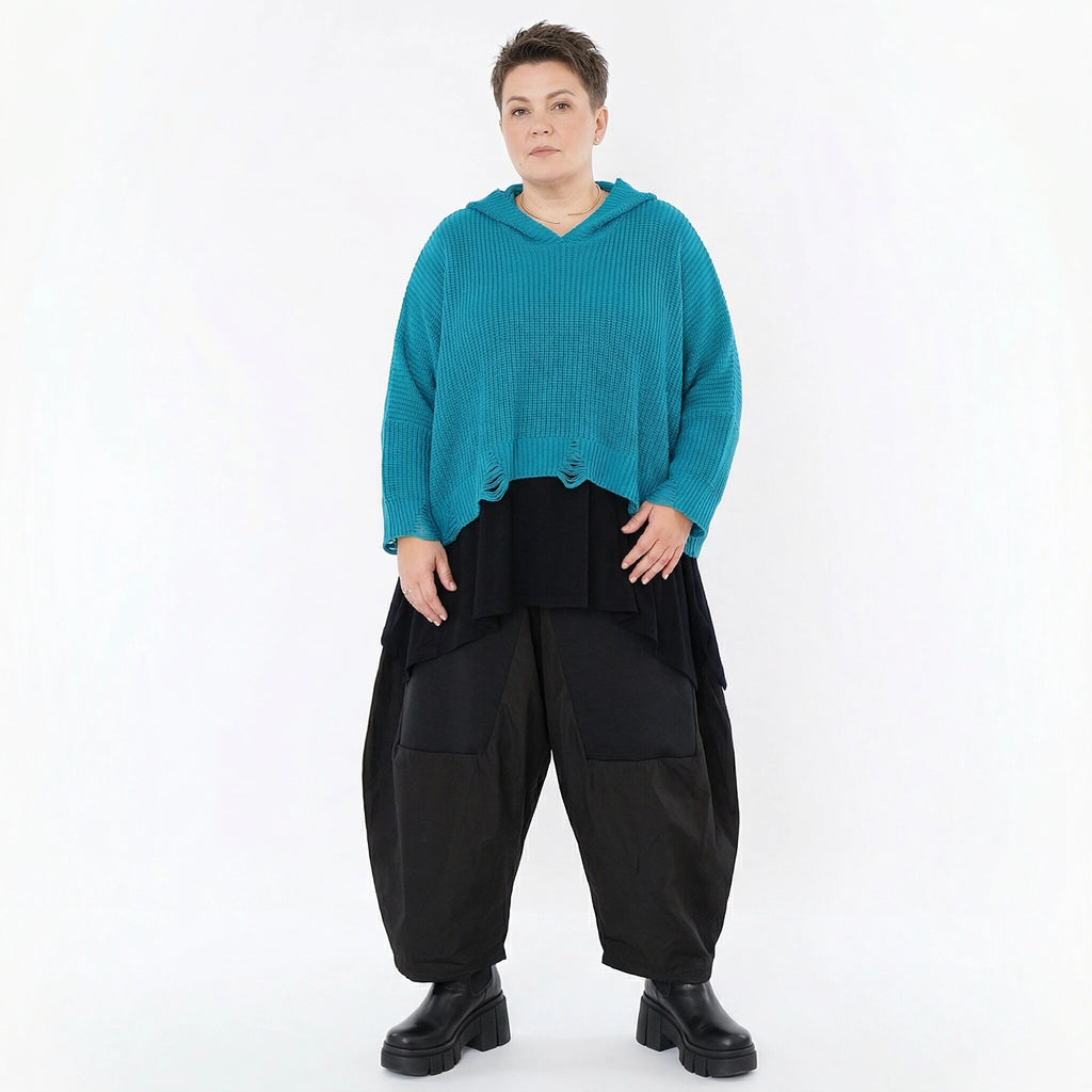 AKH Premium Bigshirt in kastiger Form, aus Baumwolle, P1032.2601, AquaBlau, Ausgefallen