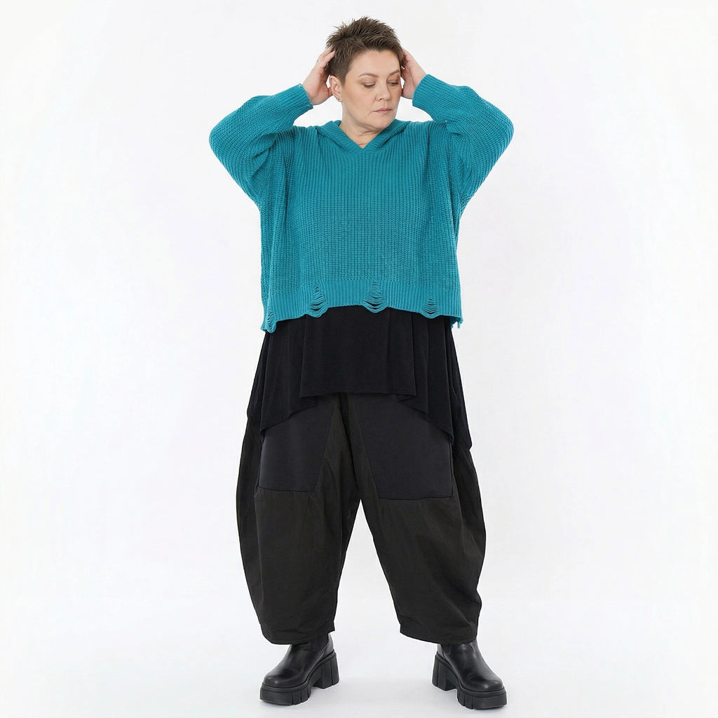 AKH Premium Bigshirt in kastiger Form, aus Baumwolle, P1032.2601, AquaBlau, Ausgefallen