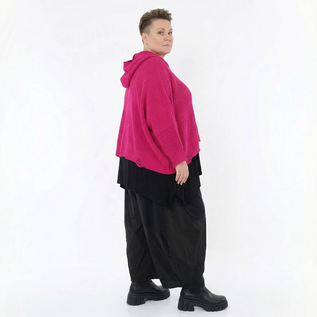 AKH Premium Bigshirt in kastiger Form, aus Baumwolle, P1032.2601, Fuchsia, Ausgefallen
