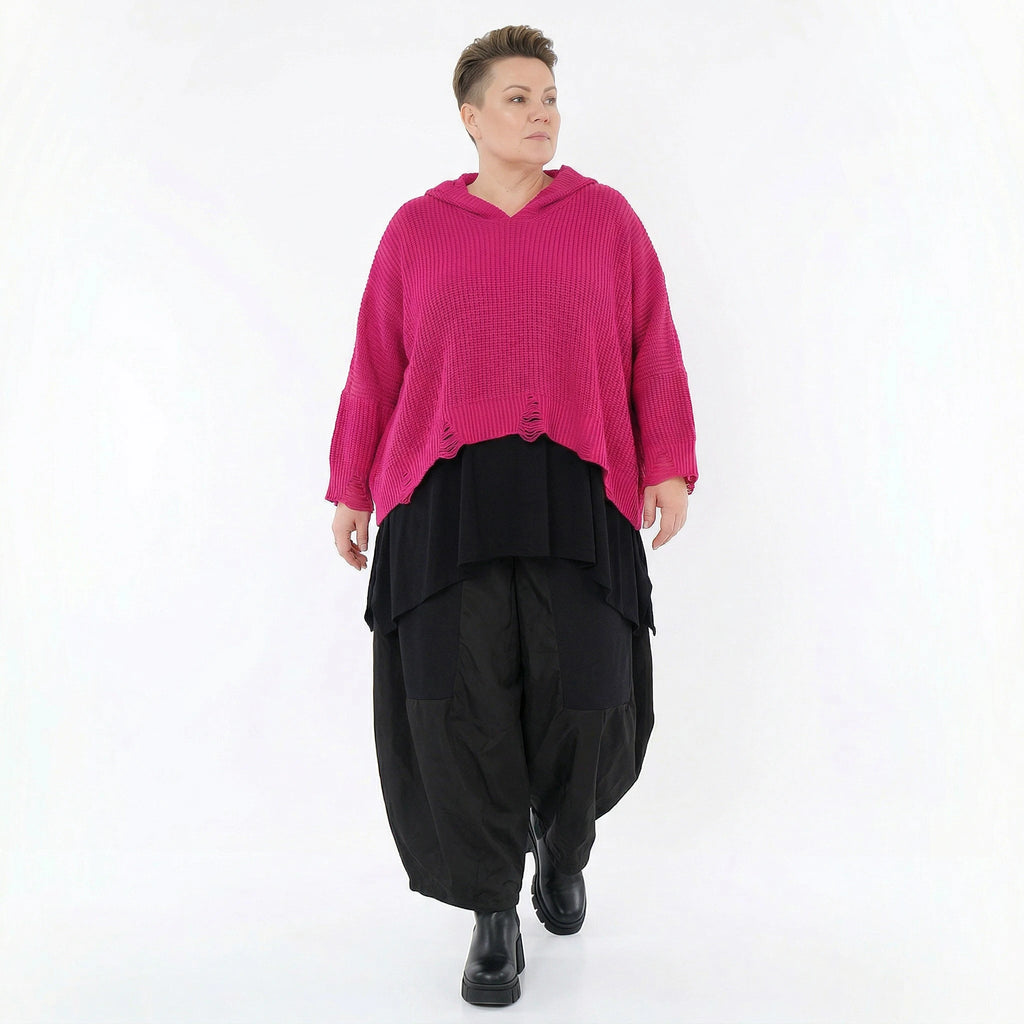 AKH Premium Bigshirt in kastiger Form, aus Baumwolle, P1032.2601, Fuchsia, Ausgefallen