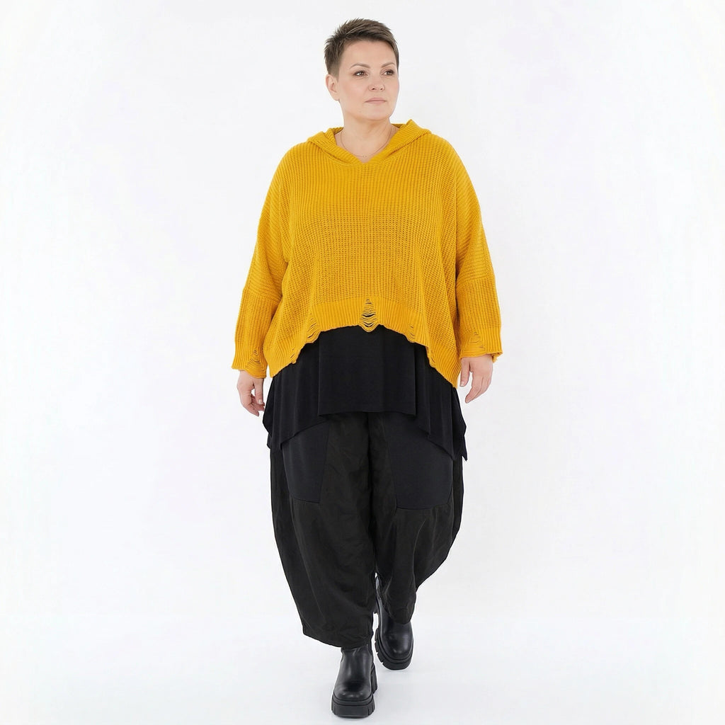 AKH Premium Bigshirt in kastiger Form, aus Baumwolle, P1032.2601, Gelb, Ausgefallen, Zeitlos