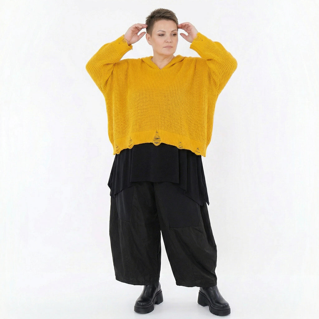 AKH Premium Bigshirt in kastiger Form, aus Baumwolle, P1032.2601, Gelb, Ausgefallen, Zeitlos