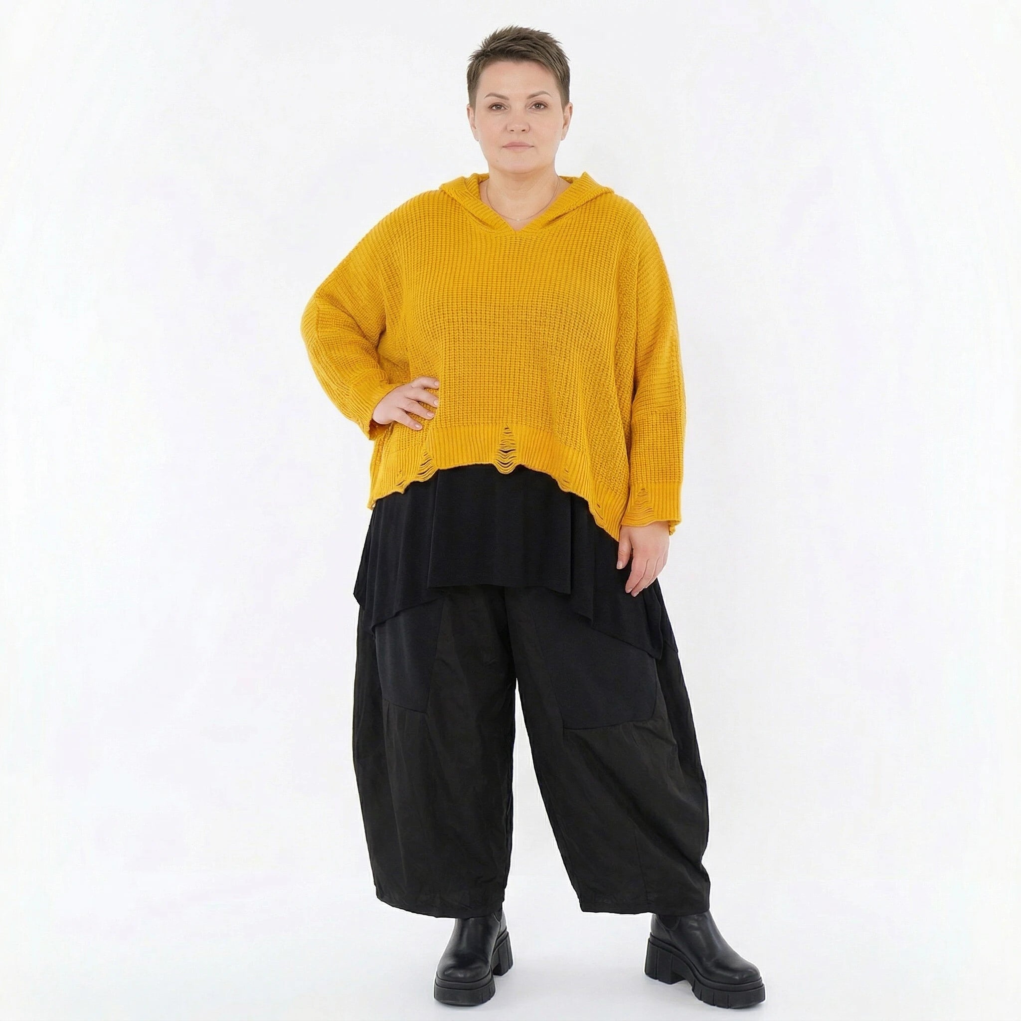 AKH Premium Bigshirt in kastiger Form, aus Baumwolle, P1032.2601, Gelb, Ausgefallen, Zeitlos