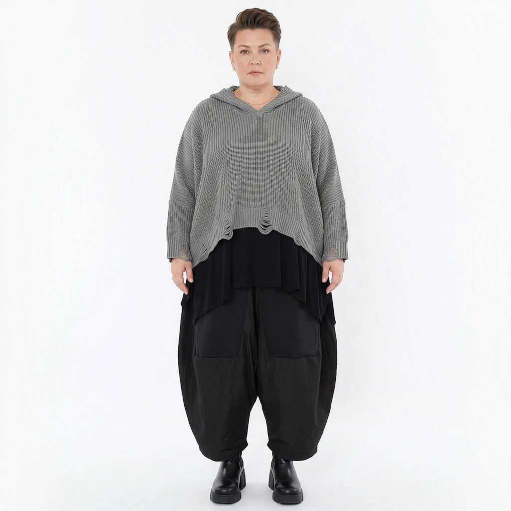 AKH Premium Bigshirt in kastiger Form, aus Baumwolle, P1032.2601, Grau, Ausgefallen, Zeitlos
