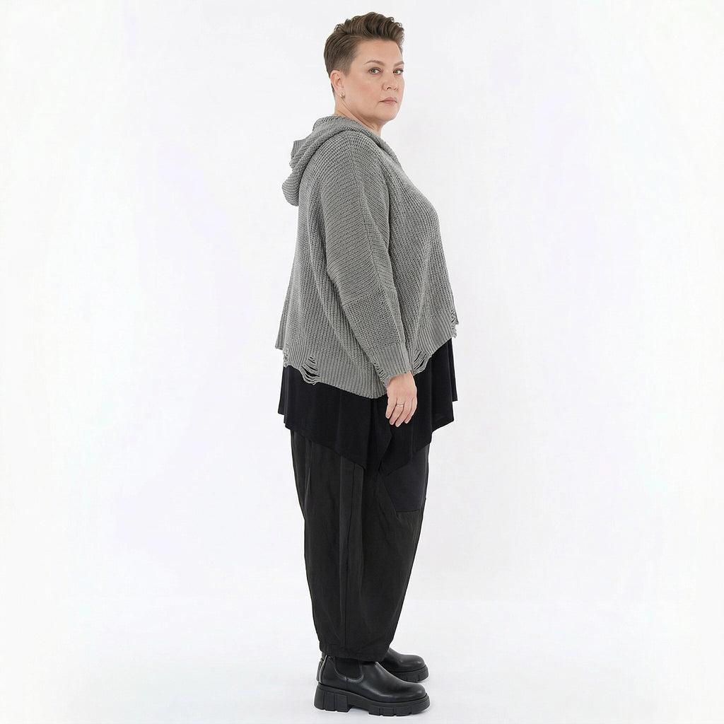 AKH Premium Bigshirt in kastiger Form, aus Baumwolle, P1032.2601, Grau, Ausgefallen, Zeitlos