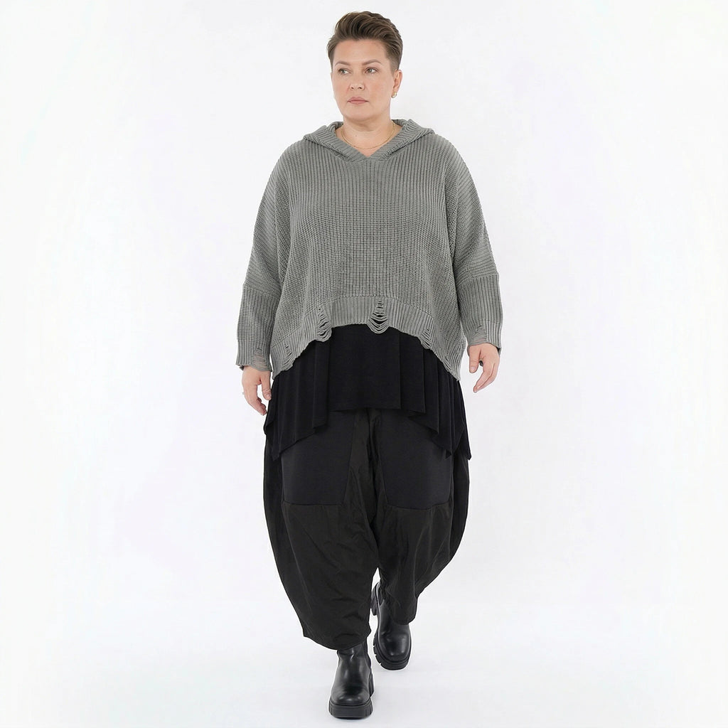 AKH Premium Bigshirt in kastiger Form, aus Baumwolle, P1032.2601, Grau, Ausgefallen, Zeitlos