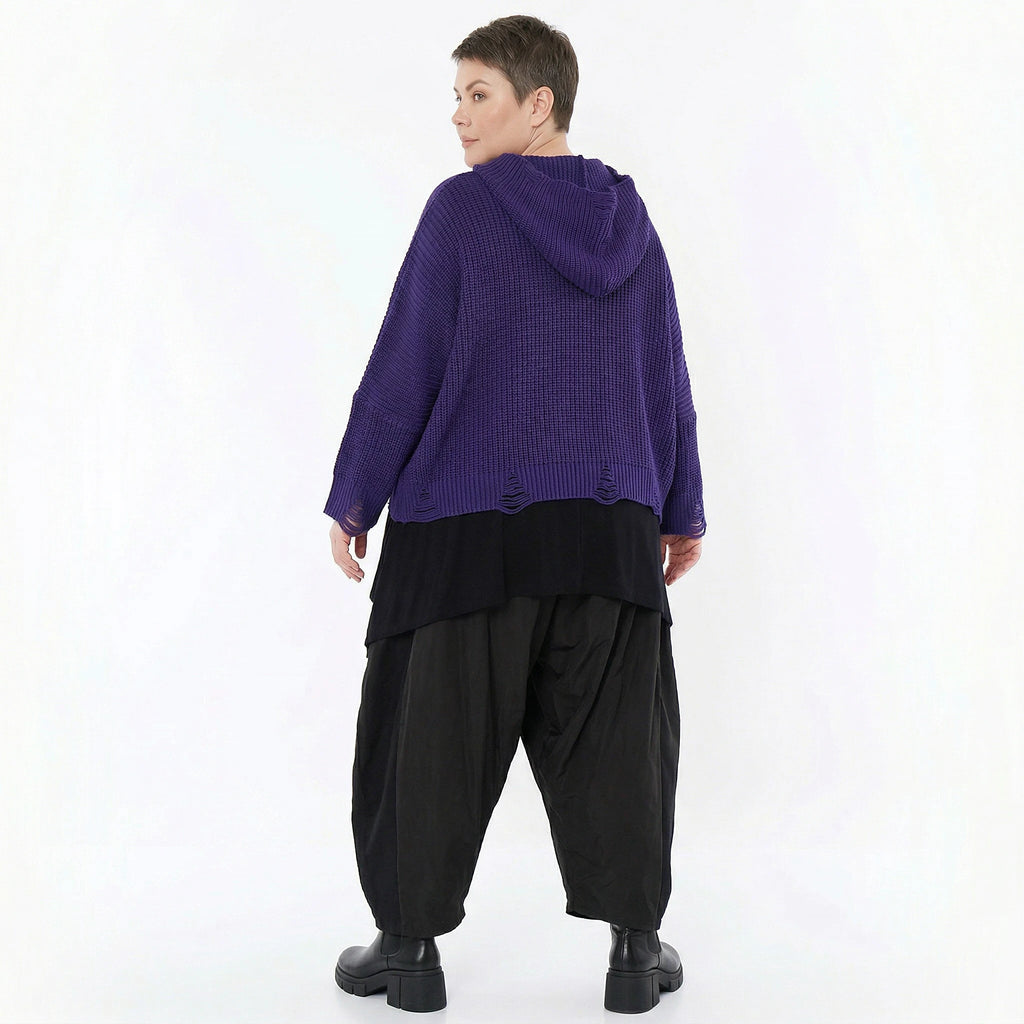 AKH Premium Bigshirt in kastiger Form, aus Baumwolle, P1032.2601, Lila, Ausgefallen, Zeitlos