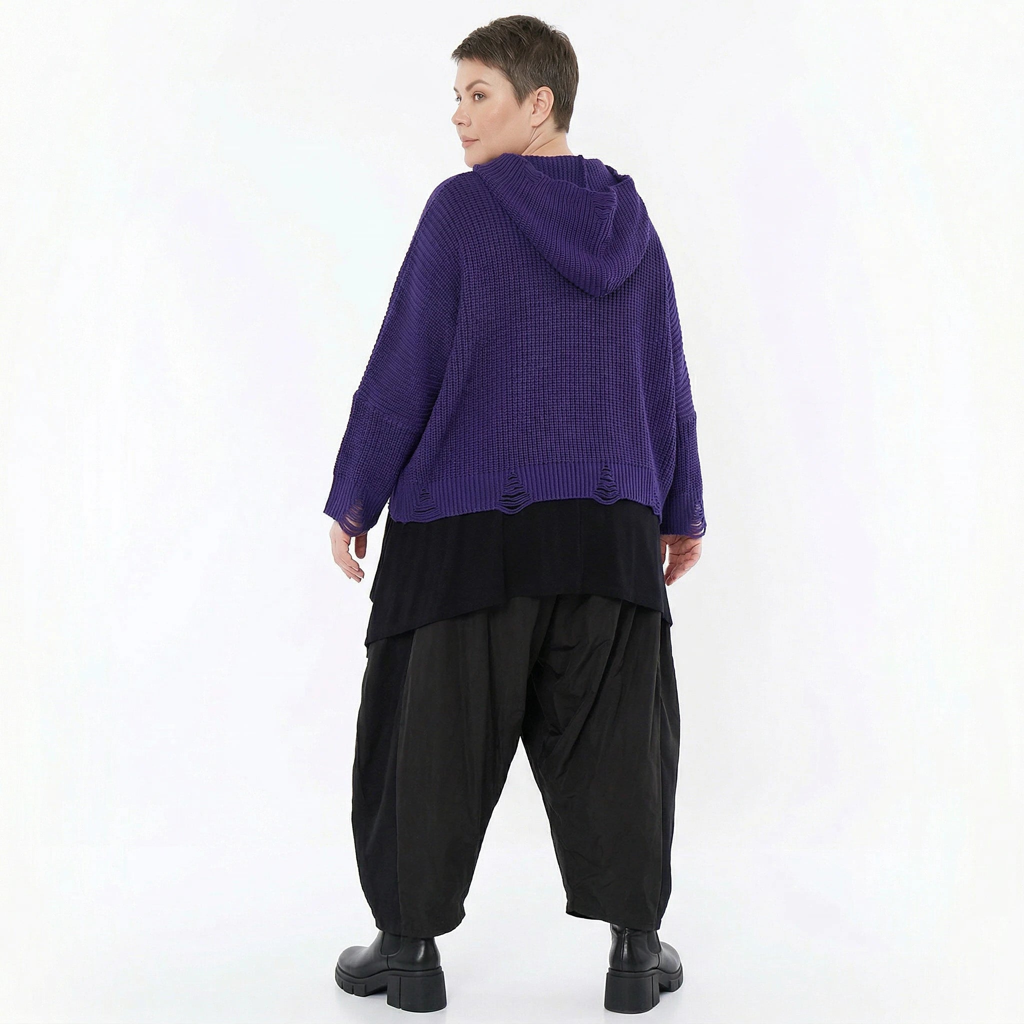 AKH Premium Bigshirt in kastiger Form, aus Baumwolle, P1032.2601, Lila, Ausgefallen, Zeitlos