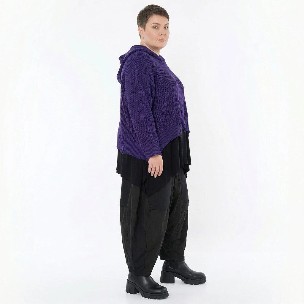 AKH Premium Bigshirt in kastiger Form, aus Baumwolle, P1032.2601, Lila, Ausgefallen, Zeitlos