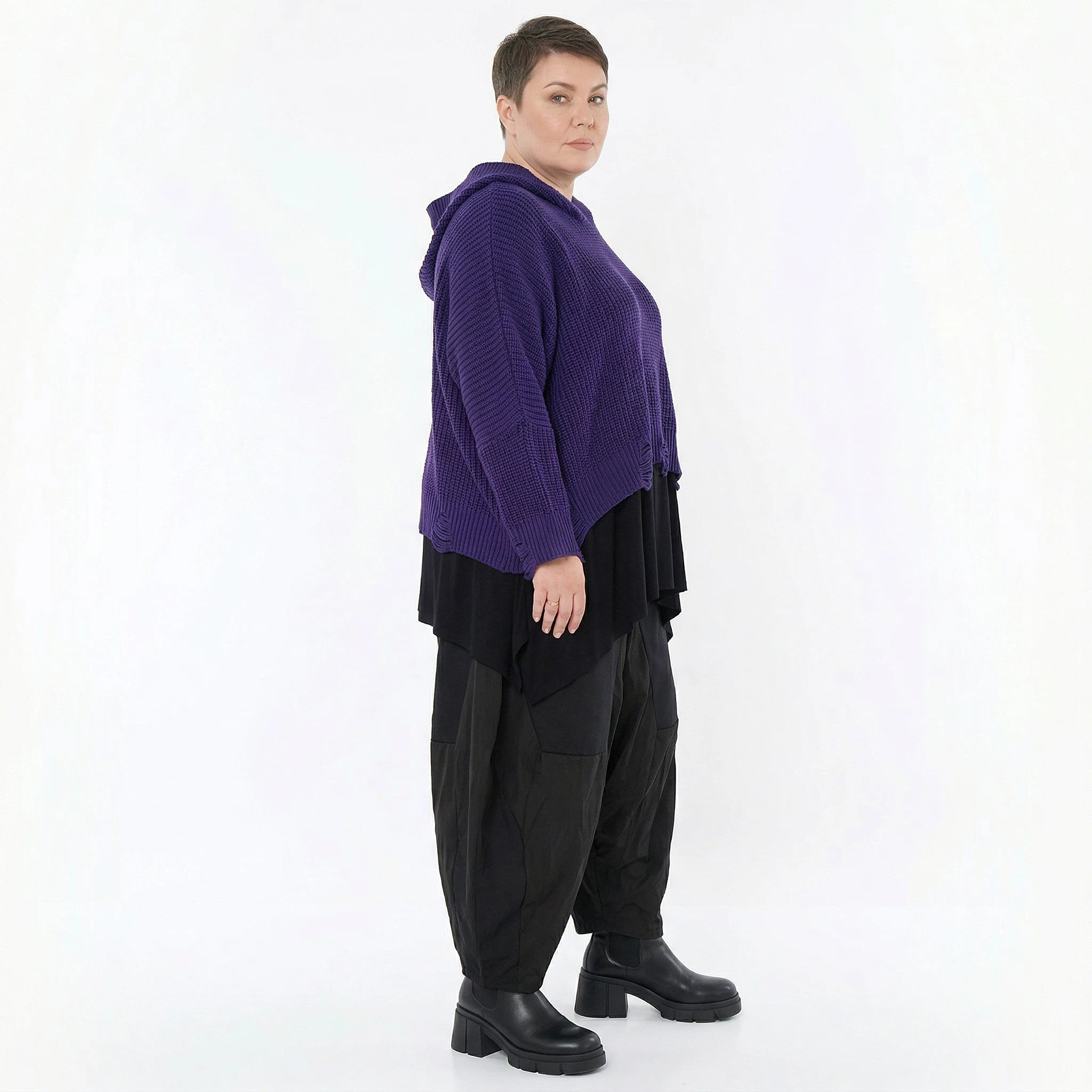 AKH Premium Bigshirt in kastiger Form, aus Baumwolle, P1032.2601, Lila, Ausgefallen, Zeitlos