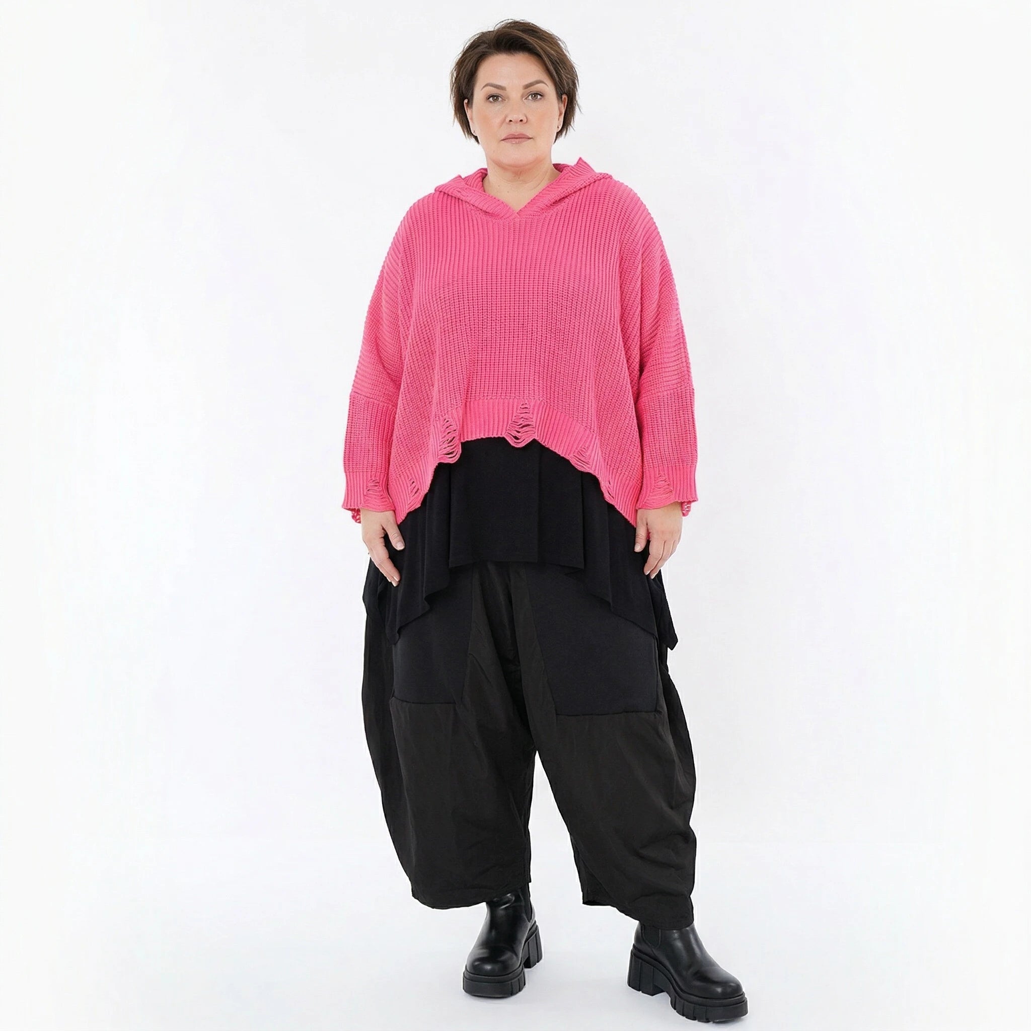 AKH Premium Bigshirt in kastiger Form, aus Baumwolle, P1032.2601, Rosa, Ausgefallen, Zeitlos