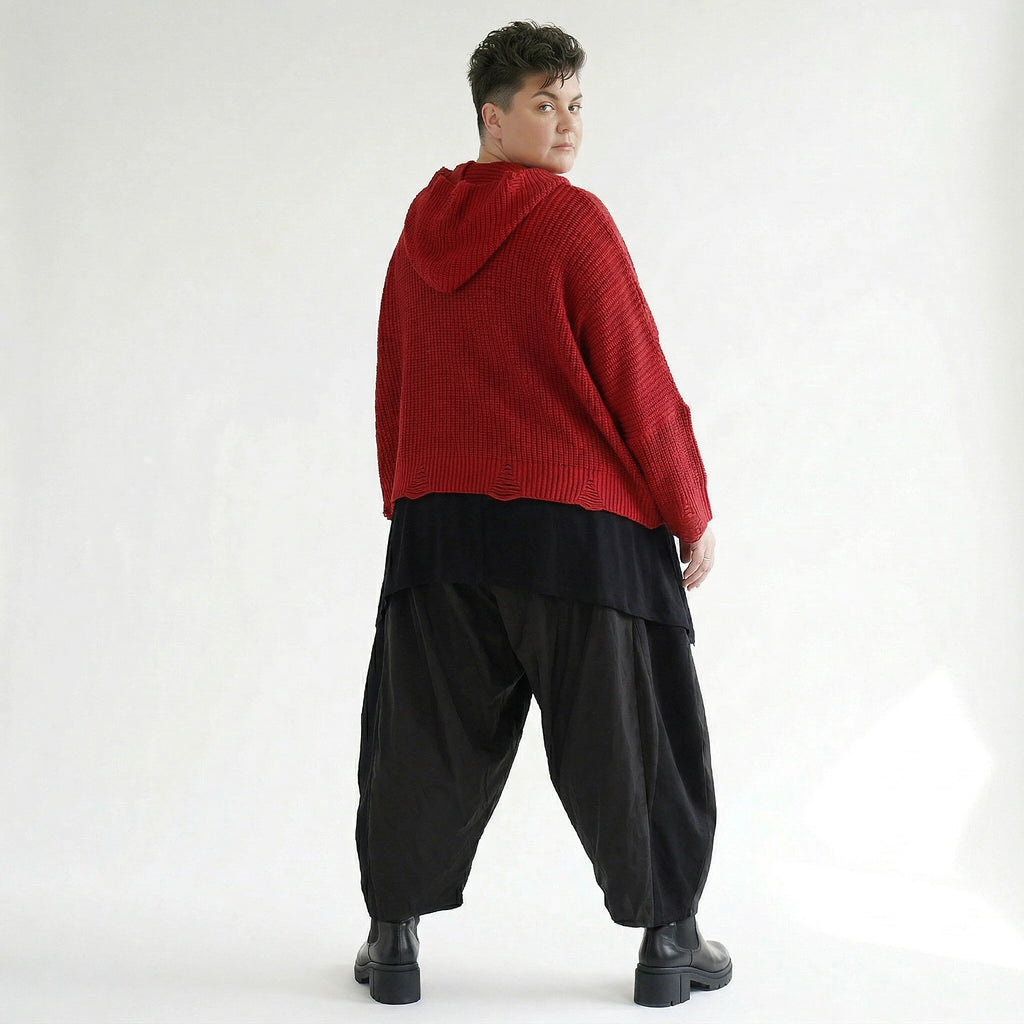 AKH Premium Bigshirt in kastiger Form, aus Baumwolle, P1032.2601, Rot, Ausgefallen, Zeitlos