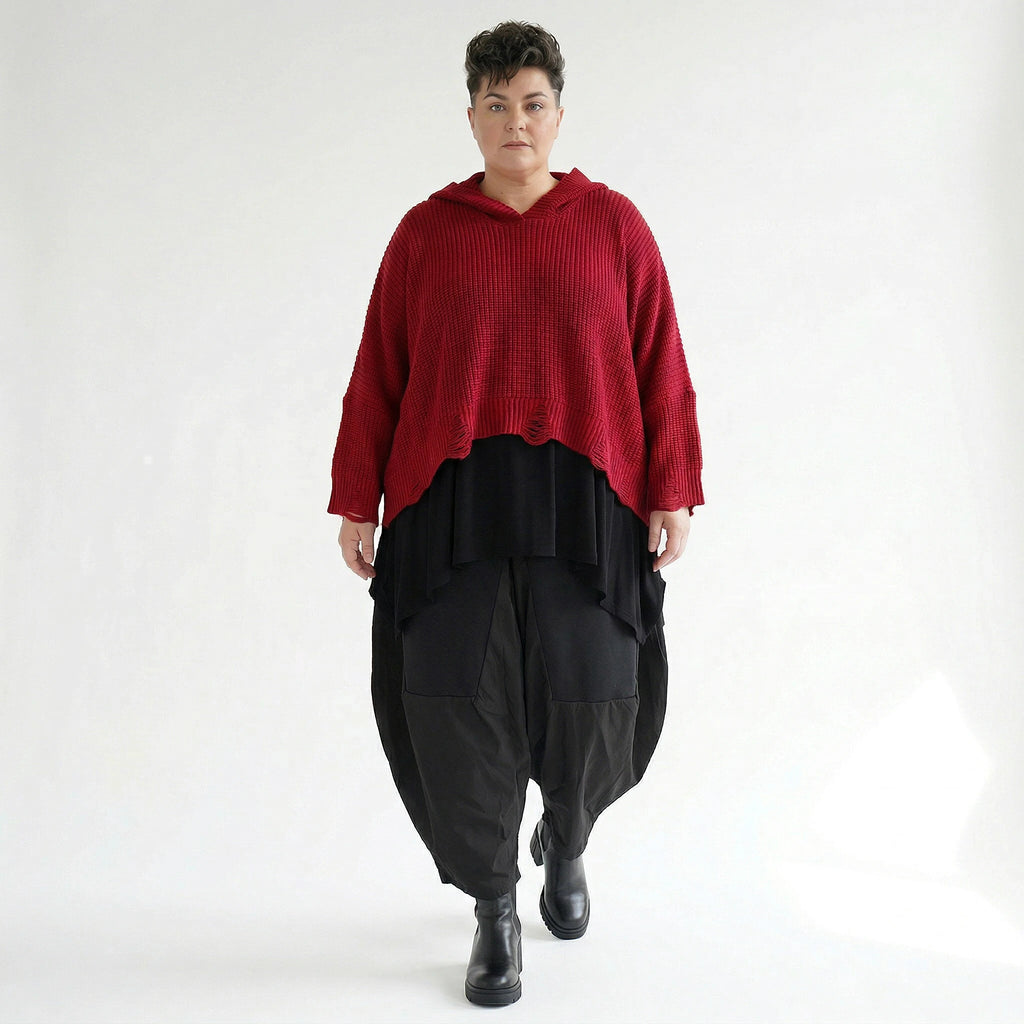 AKH Premium Bigshirt in kastiger Form, aus Baumwolle, P1032.2601, Rot, Ausgefallen, Zeitlos