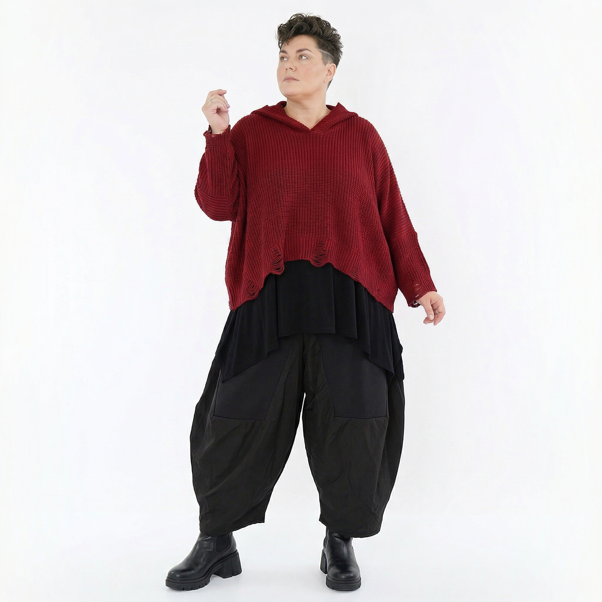 AKH Premium Bigshirt in kastiger Form, aus Baumwolle, P1032.2601, Rot, Ausgefallen, Zeitlos