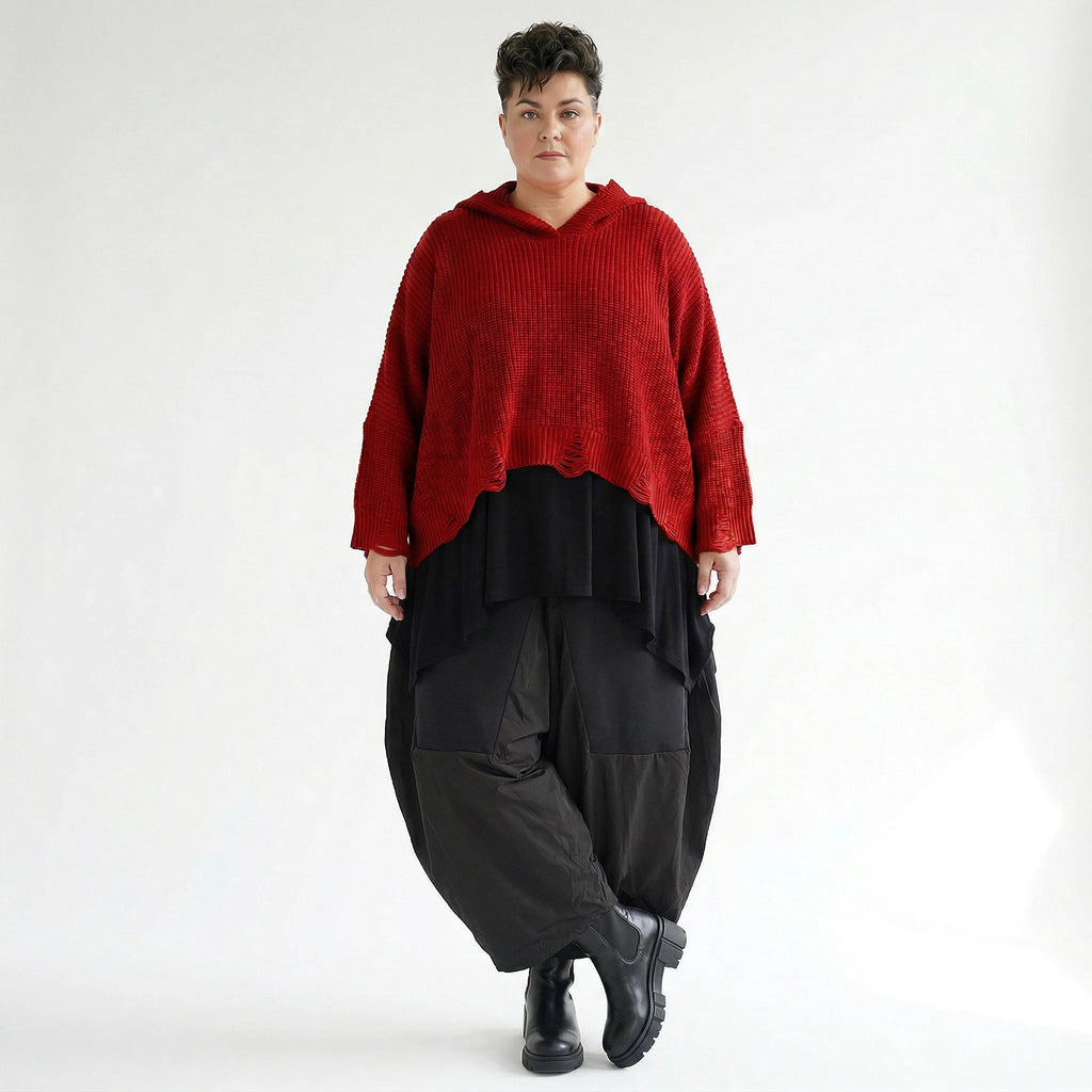 AKH Premium Bigshirt in kastiger Form, aus Baumwolle, P1032.2601, Rot, Ausgefallen, Zeitlos