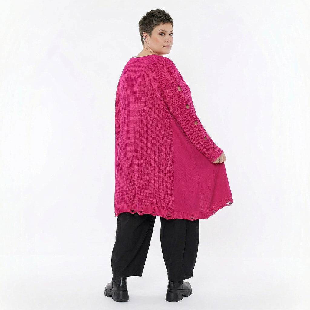 A-Form Bigshirt von AKH Premium aus Baumwolle, P1032.2603, Fuchsia, Ausgefallen, Zeitlos