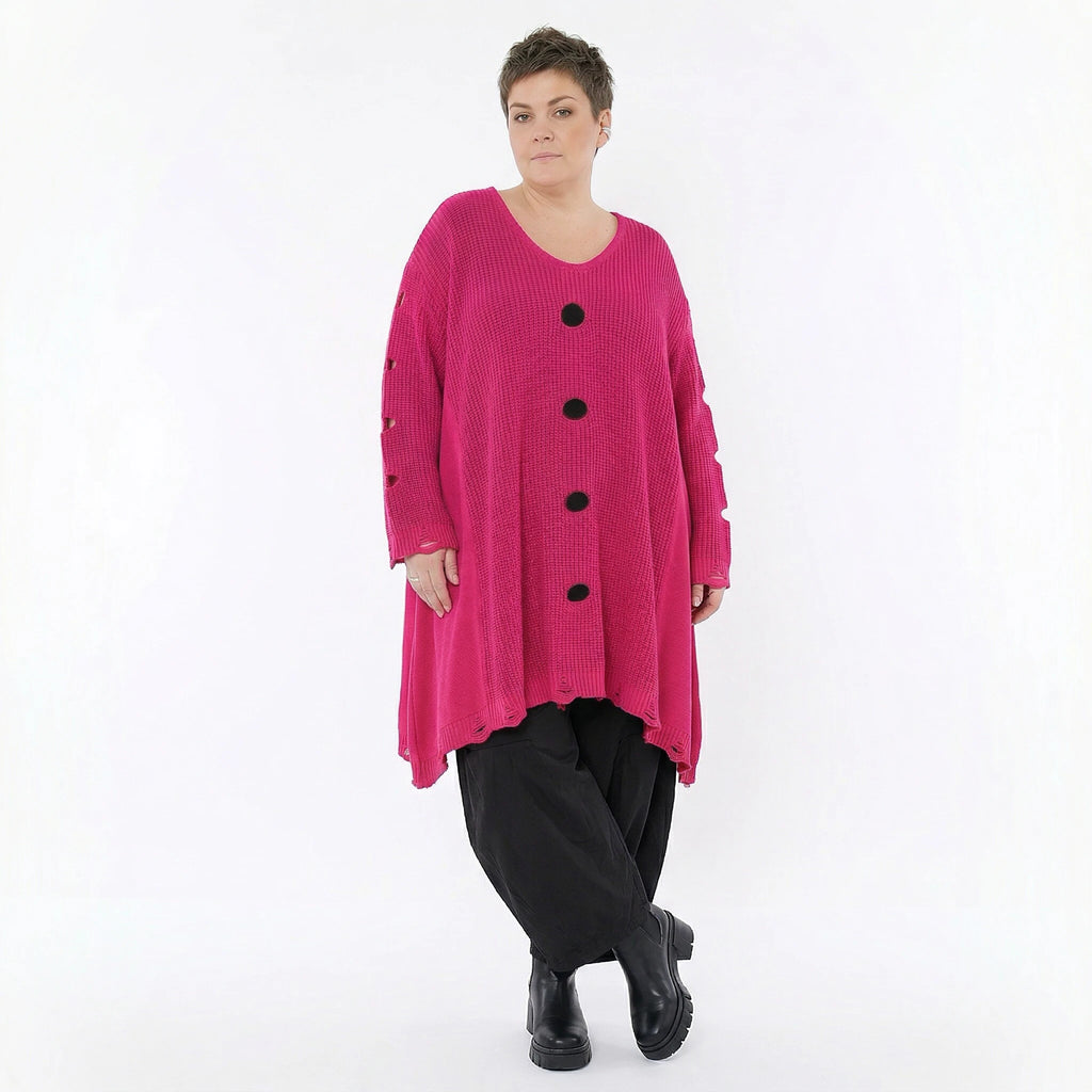 A-Form Bigshirt von AKH Premium aus Baumwolle, P1032.2603, Fuchsia, Ausgefallen, Zeitlos