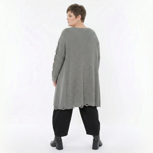 A-Form Bigshirt von AKH Premium aus Baumwolle, P1032.2603, Grau, Ausgefallen, Zeitlos, Schick