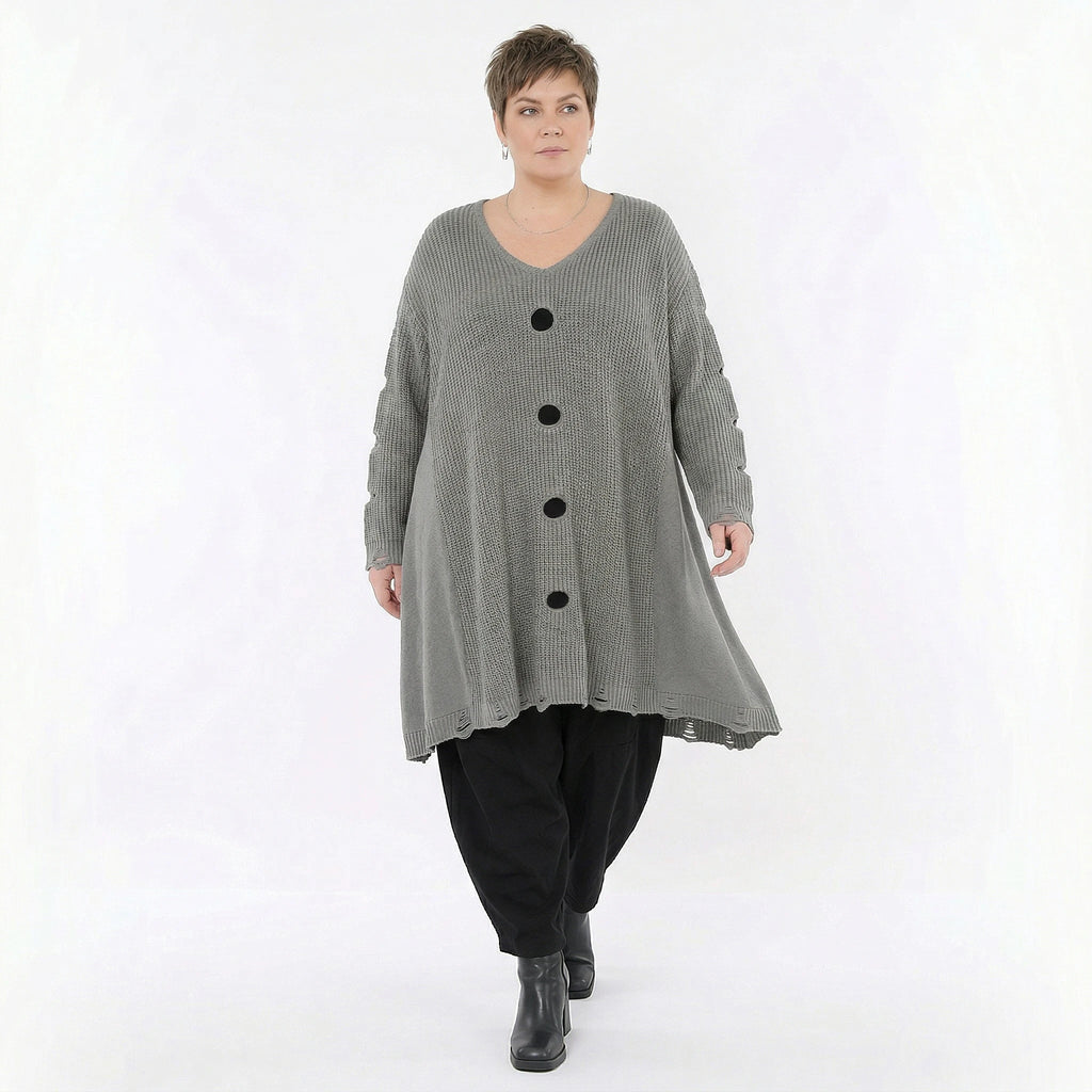 A-Form Bigshirt von AKH Premium aus Baumwolle, P1032.2603, Grau, Ausgefallen, Zeitlos, Schick