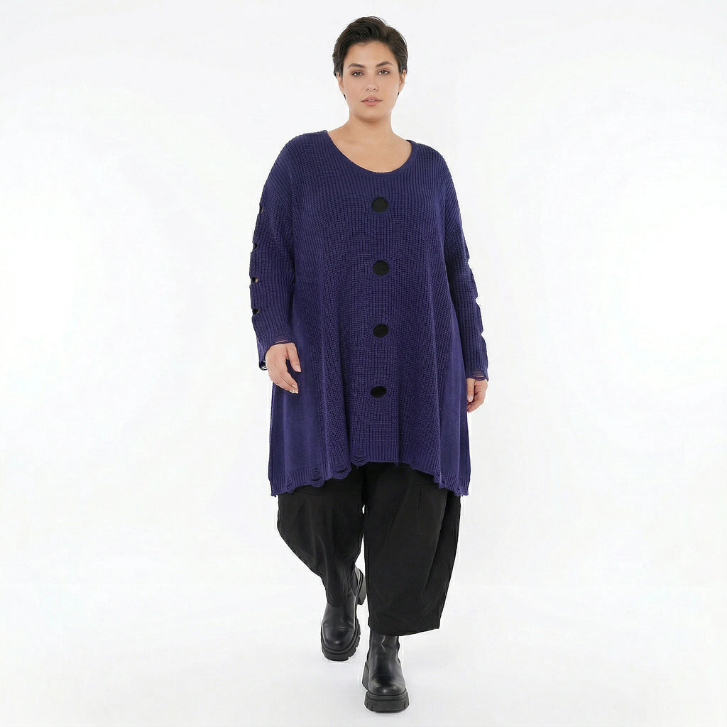 A-Form Bigshirt von AKH Premium aus Baumwolle, P1032.2603, Lila, Ausgefallen, Zeitlos, Schick