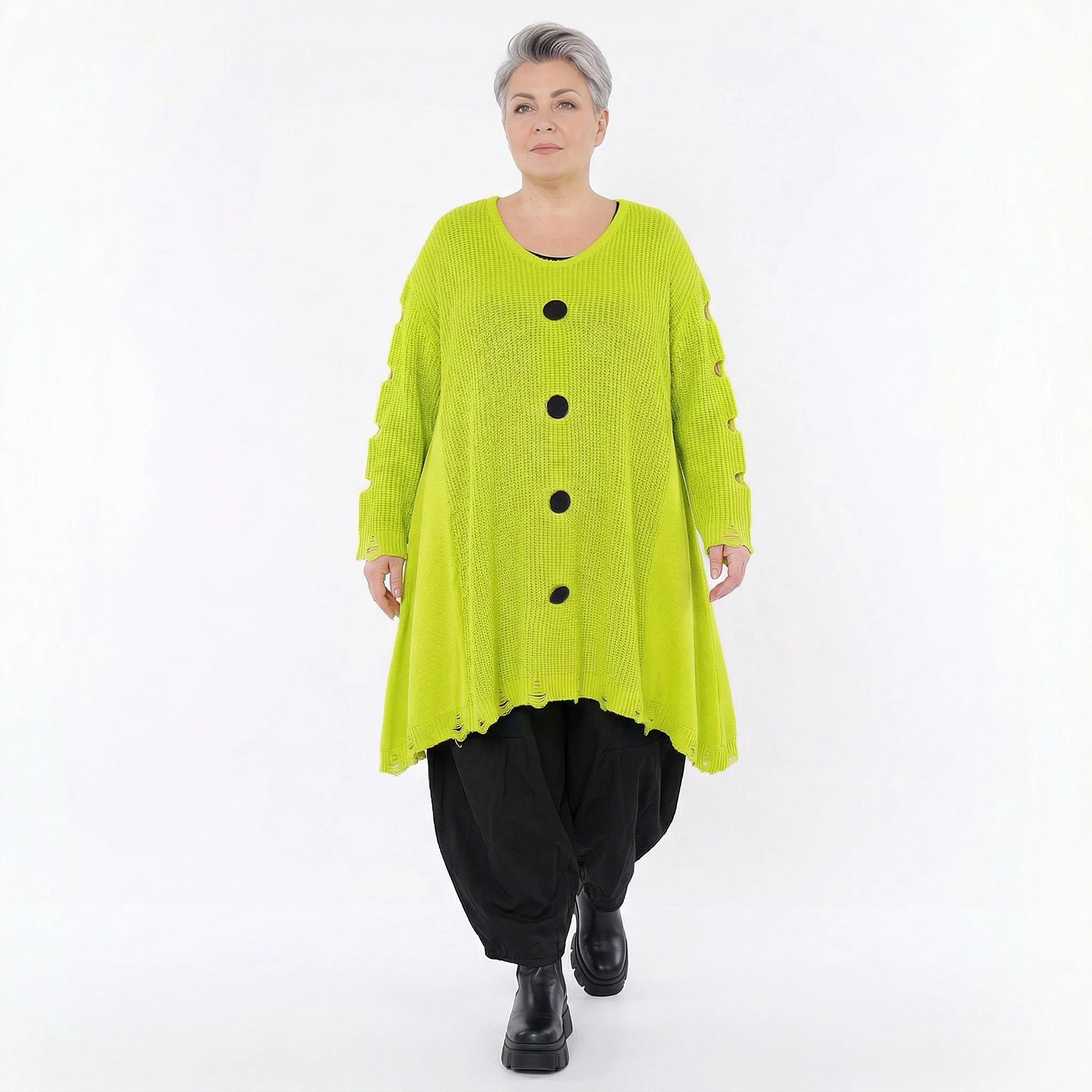 A-Form Bigshirt von AKH Premium aus Baumwolle, P1032.2603, NeonGelb, Ausgefallen, Zeitlos