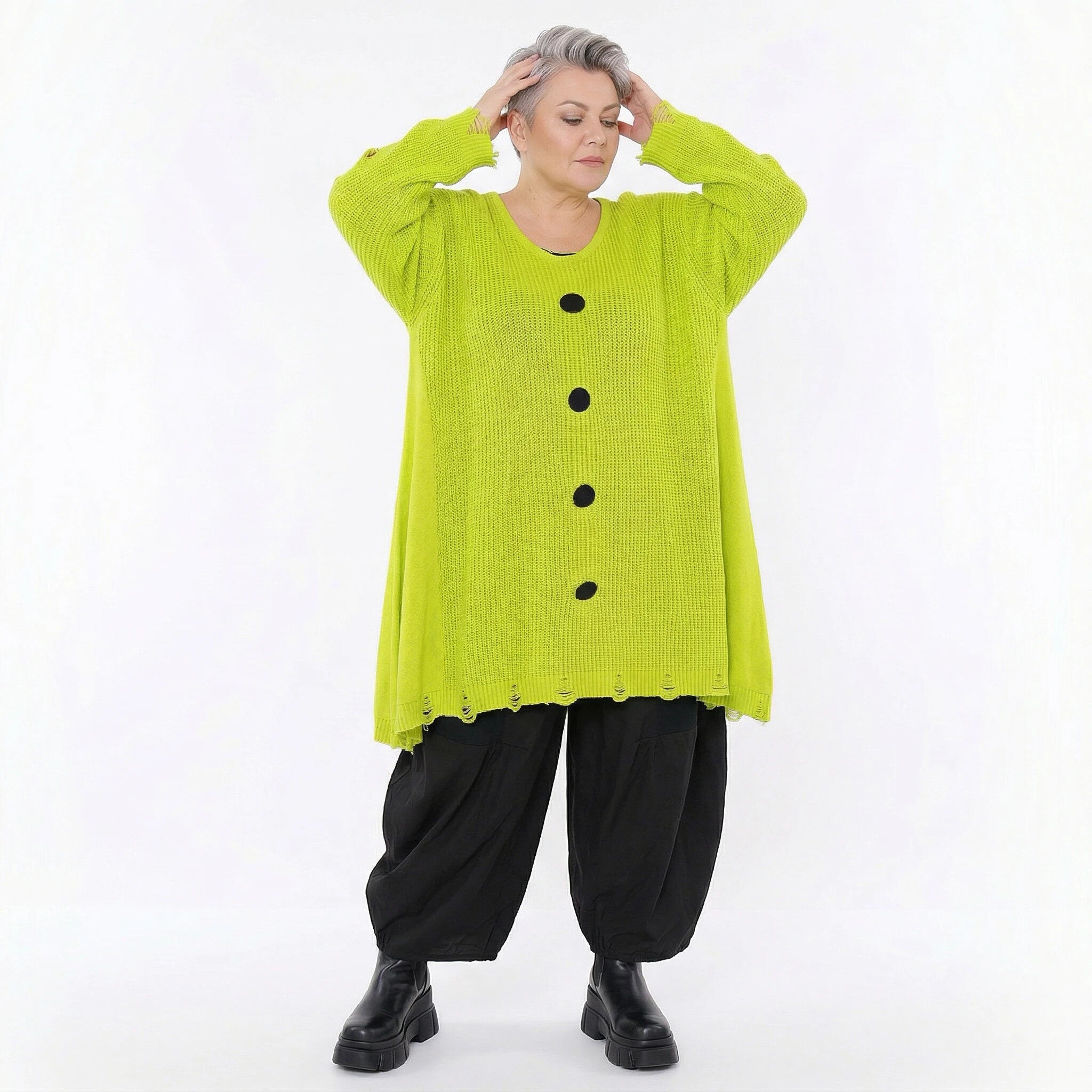 A-Form Bigshirt von AKH Premium aus Baumwolle, P1032.2603, NeonGelb, Ausgefallen, Zeitlos